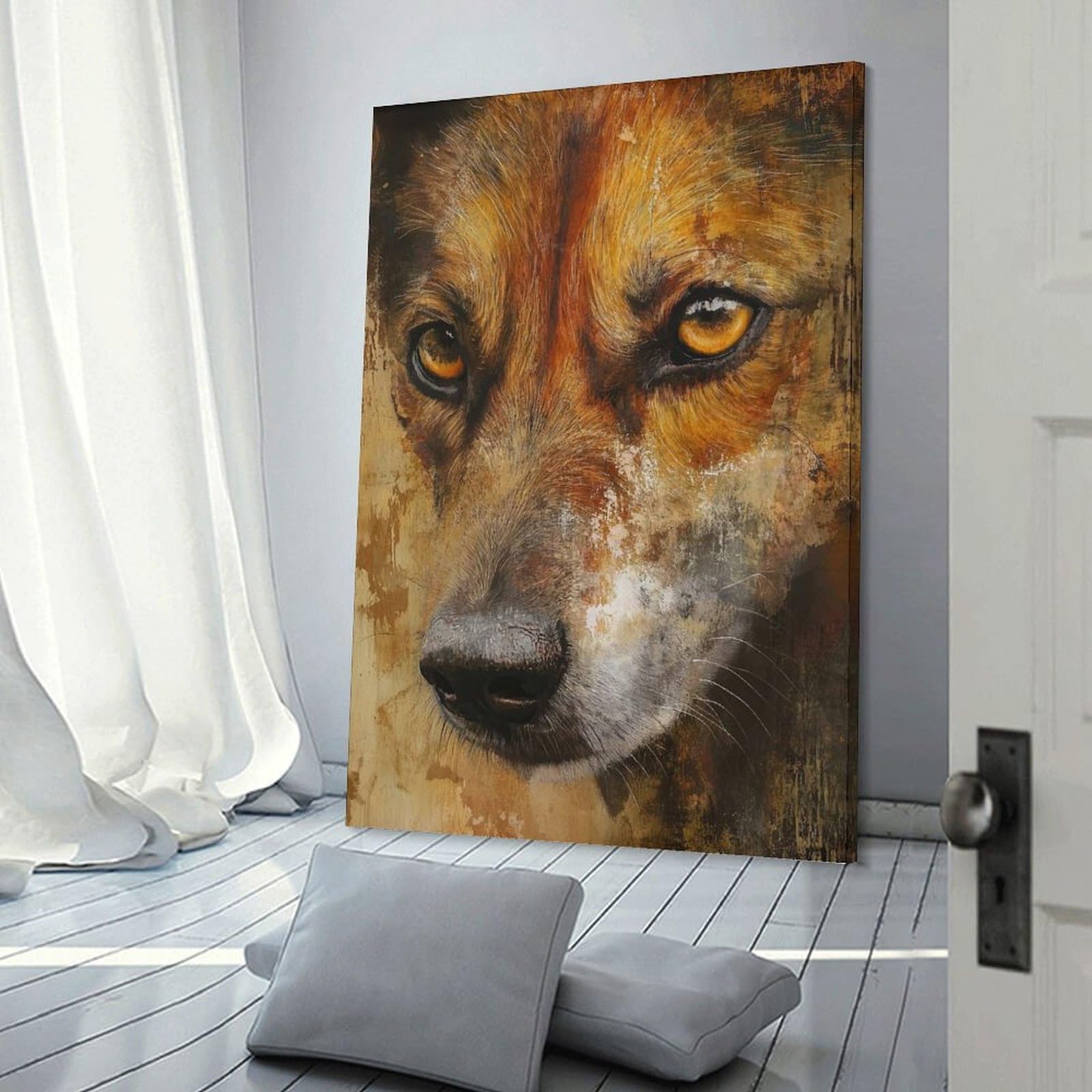 Junmoney Wolf Portrait(2) Wall Picture Print 12x18inch(30x45cm), for Home Office, Desk Area Or Studio, Home Office Artwork with Decorative Appeal