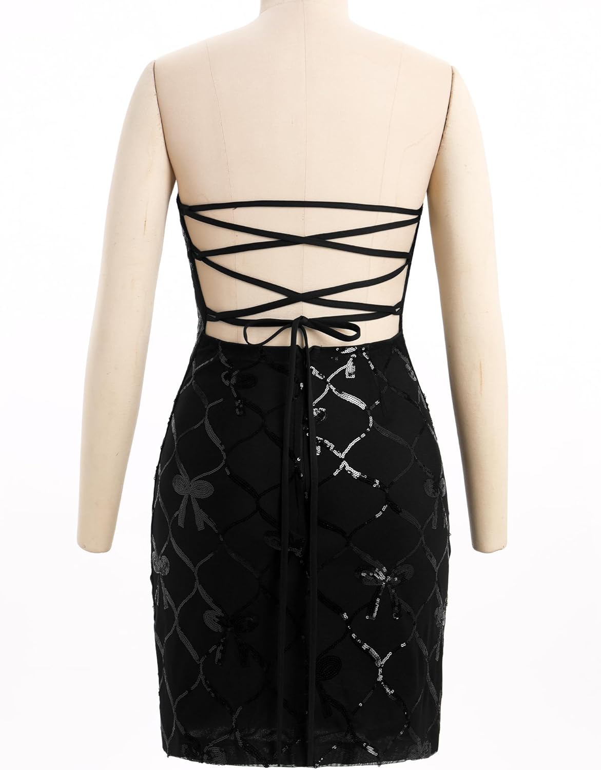 Womens Strapless Dress Sparkly Sequins Glitters Bodycon Mini Tube Dress Party Homecoming Dress - Image 4