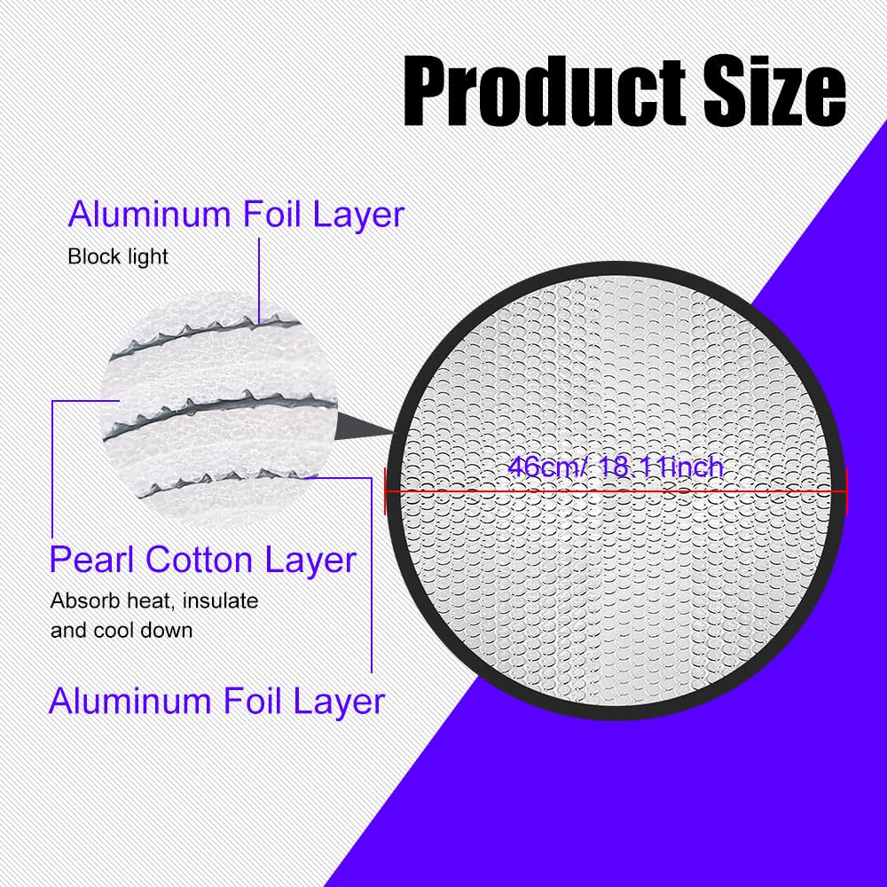 Zufoty Steering Wheel Sun Shade Cover, Steering Wheel Sun Block, Car Steering Wheel Shade Cover, Anti-Heat Aluminum Foil Auto Interior Protector, Sun Reflective Steering Wheel Cover Fits Cars SUV