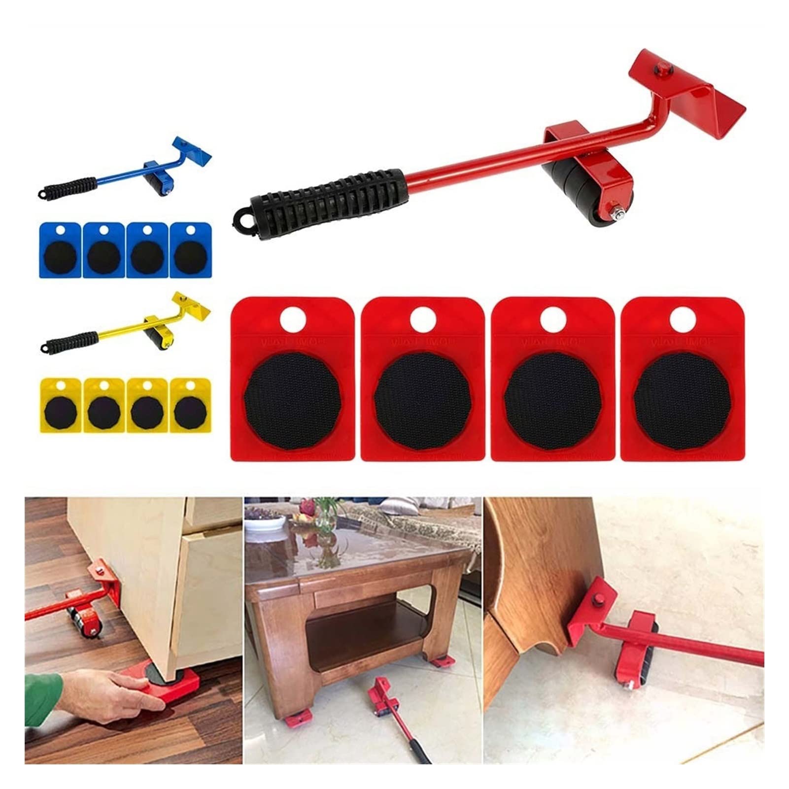 Set di attrezzi per la movimentazione di pellicce per carichi pesanti, capacità 15 kg, rullo resistente alla corrosione e dispositivo di trasporto portatile per sollevare e spostare oggetti pesanti
