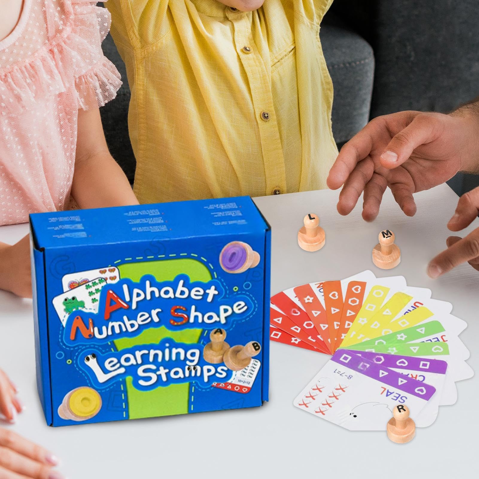 Alphabet Number Stamp, Educational Flashcard Stamping Kit, Portable Learning, Multicolor, Toy for Kids, Boys, Girls to Practice Math, Spelling and Creativity