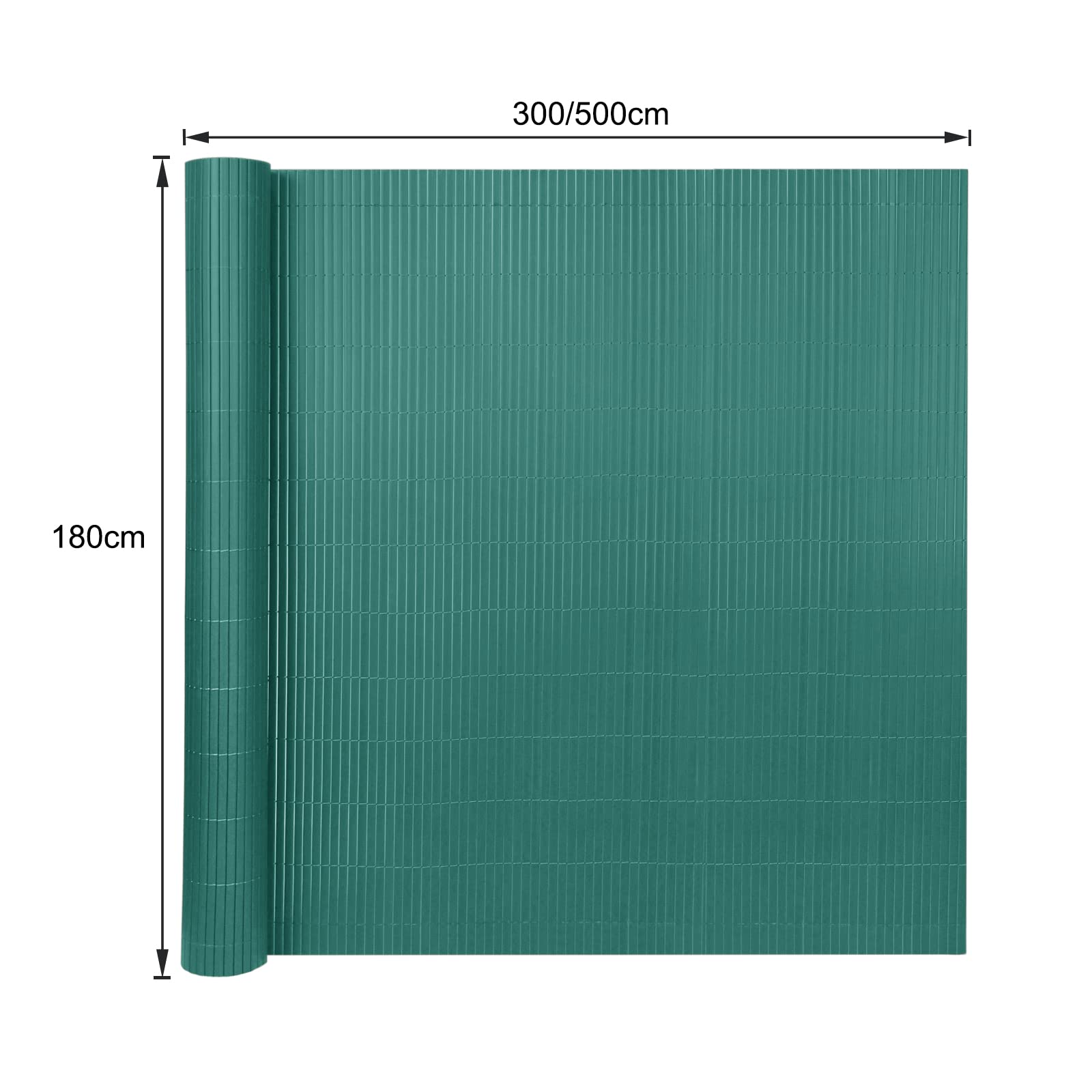 YUENFONG Mata maskująca z PCW, ochrona przed spojrzeniami i wiatrem, z opaskami kablowymi, na balkon, do ogrodu, na taras, na zewnątrz, 180 x 600 cm, zielona