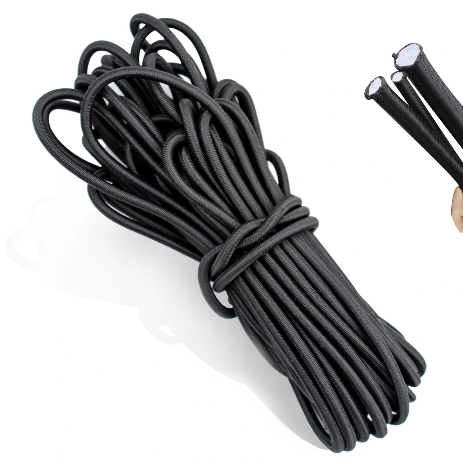 Aootuerl Black Cord Bungee Cord 4Mm 10M Elastic Shock Cord Quality Bungee Cords - 4Mm, 4Mm Elastic String Bungee Cord Round Stretchy Cord, Elastic Bungee Rope For Tarpaulin/Trailer/Backpack/Tent Pole