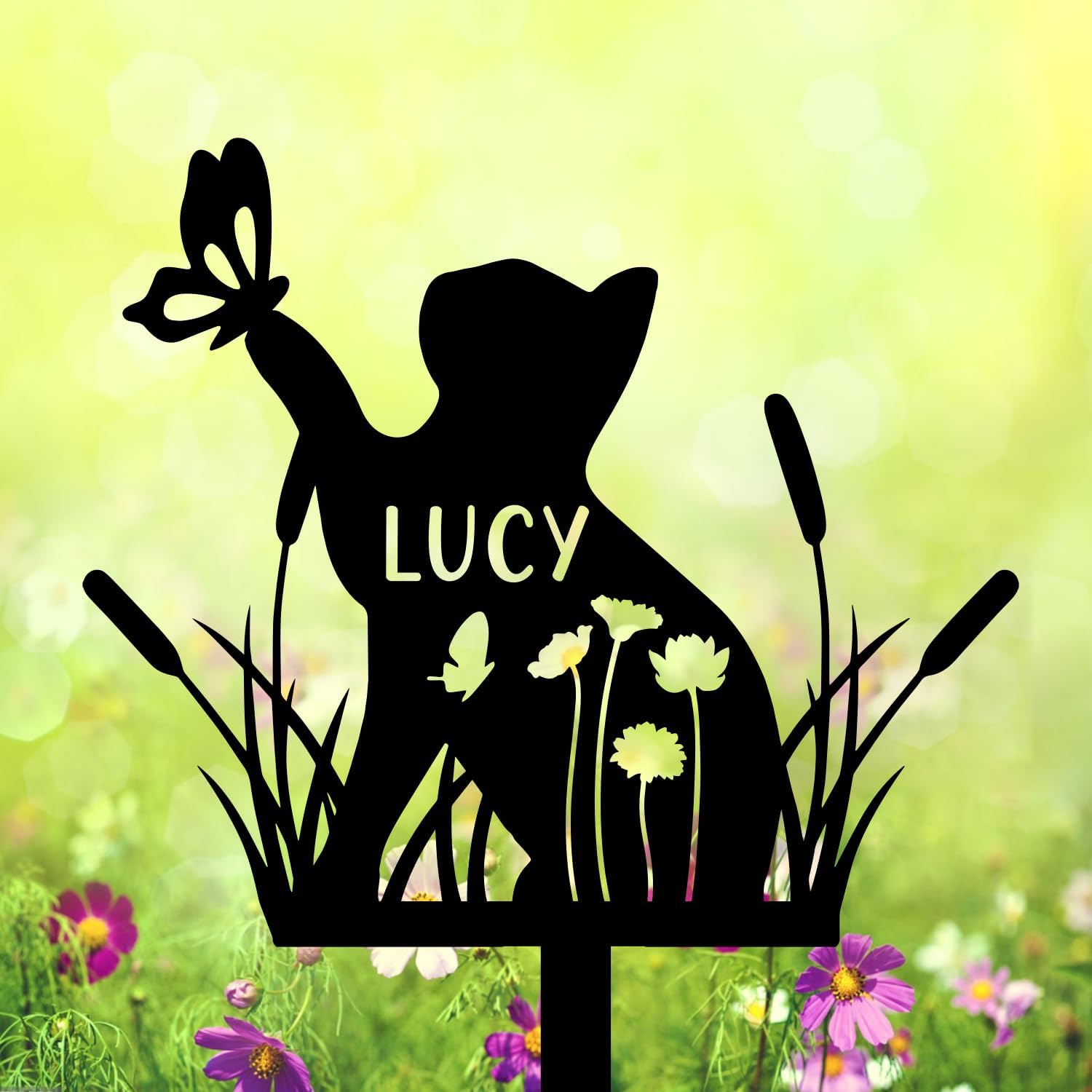 Personalized Cat Metal Decorative Garden Stakes Cat Gifts for Women/Men CatLovers Gift Silhouette Statues for Yard Art, Outside, Patio, Outdoor Decor, Garden Decorations, Lawn Ornaments