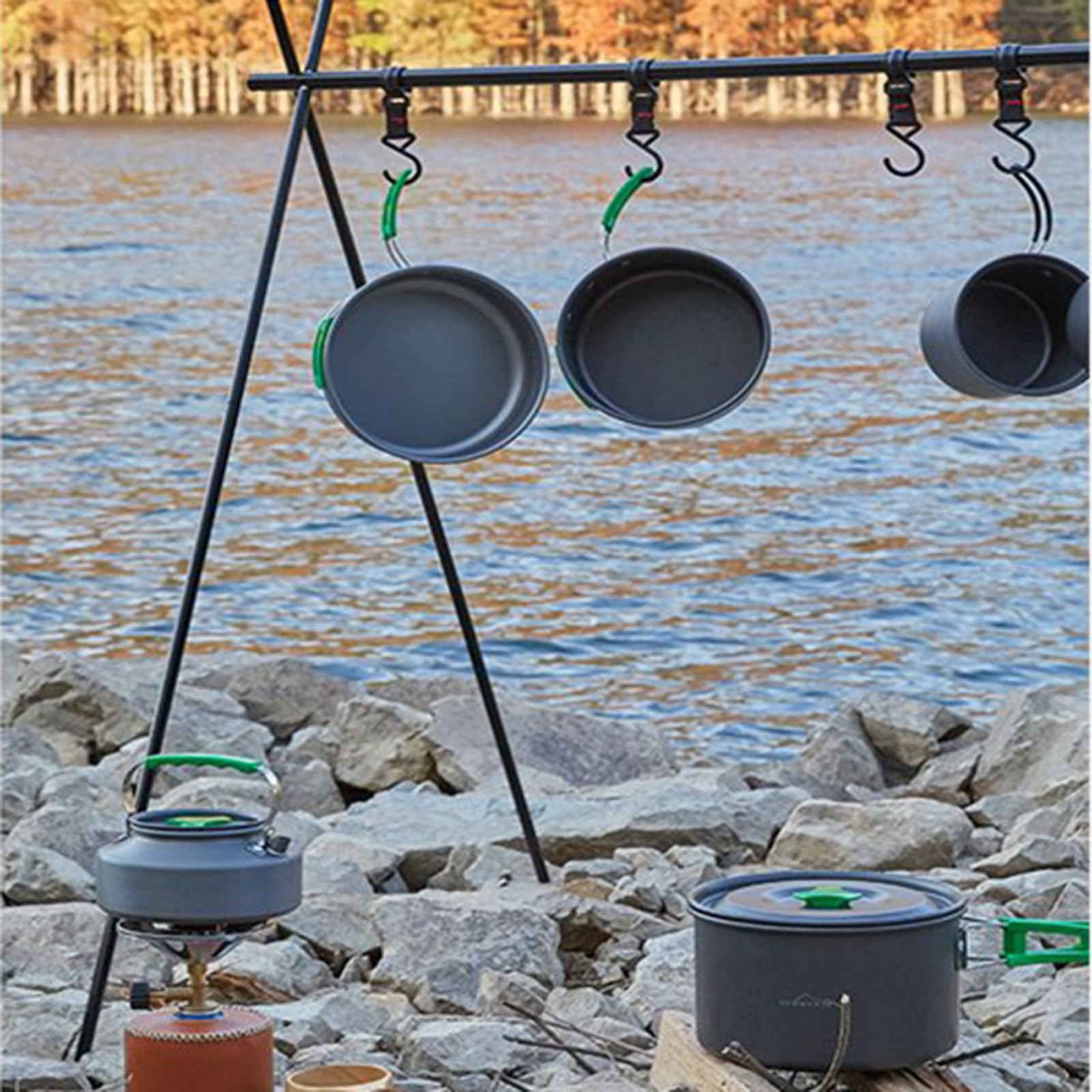 Camping Kochset Für 3-5 Personen Camping Kochgeschirr Set Mit Camping Topf Camping Bratpfanne Und Teekannen Faltbare Kochtopf Set Für Outdoor Picknick Camping Wandern