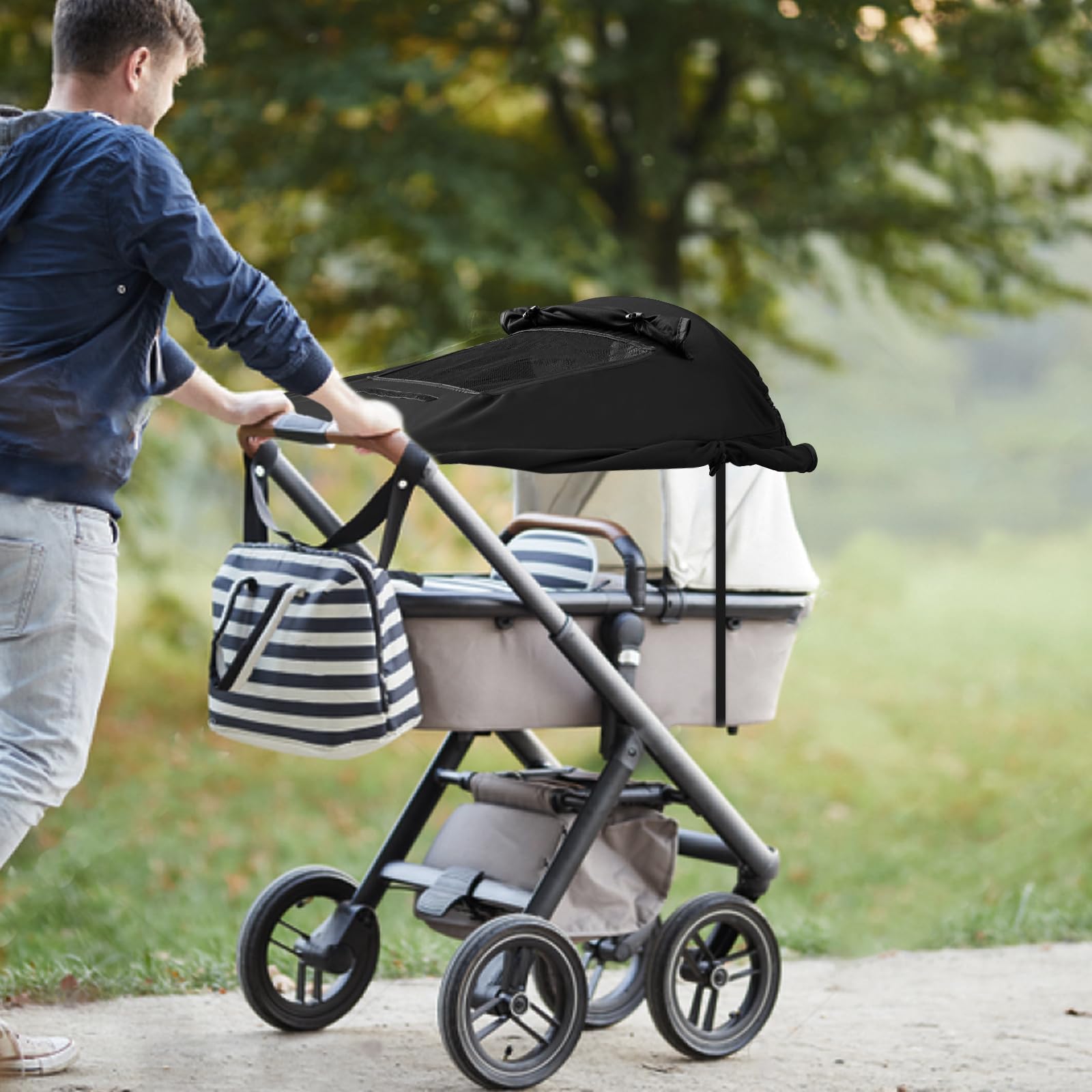 WD&CD Parasoles para Silla de Paseo, Protección Solar Funda para Cochecito de Bebé, Toldo Respirable Universal para Bebés Cochecitos- Parasol Ajustable con Protección UV 50+, Negro