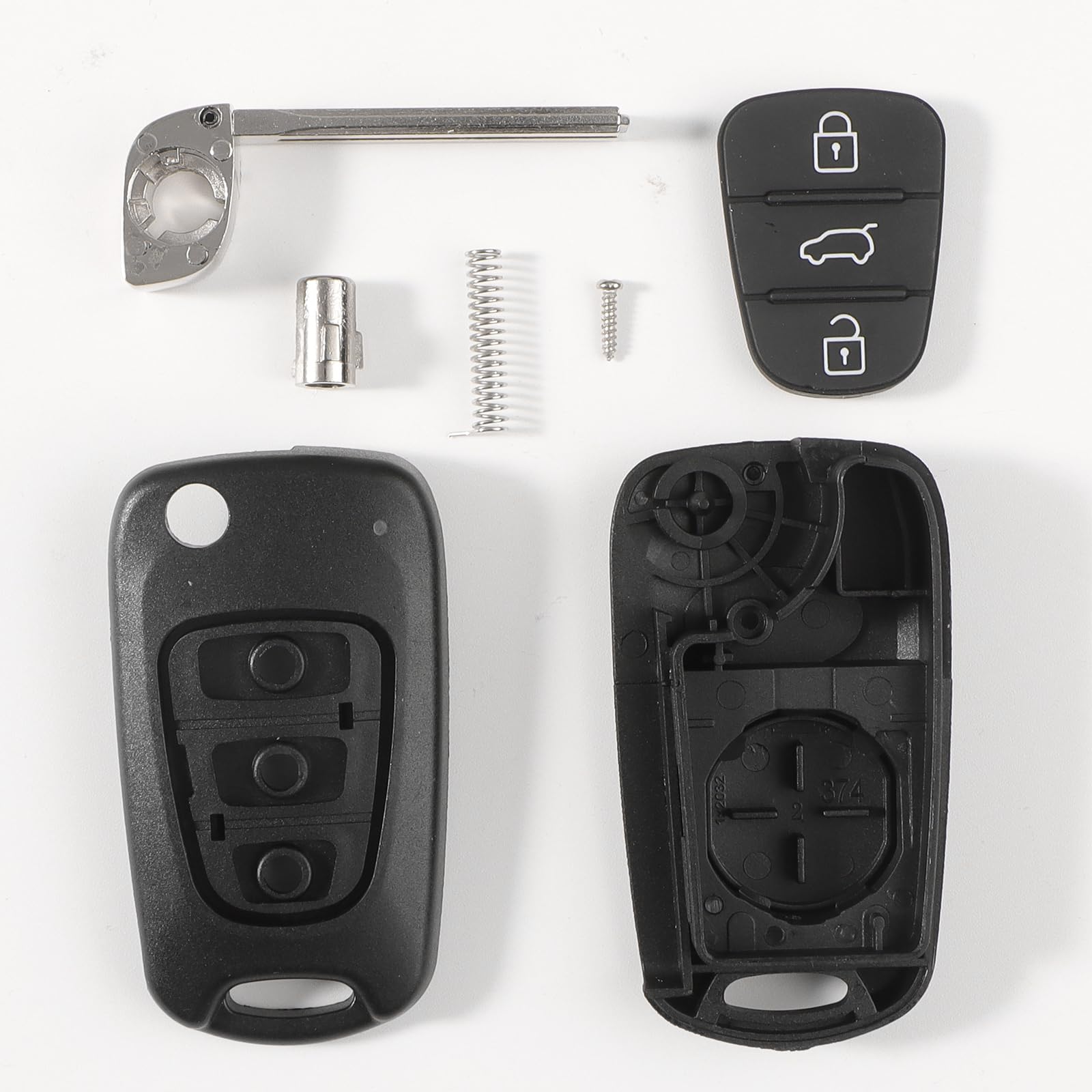 2 sztuki etui na kluczyki samochodowe z 3 przyciskami, zestaw przycisków kompatybilnych z Hyundai i10, i20, i30, ix20, ix35, Kia Sportage Ceed Soul Rio Picanto, pilot zdalnego sterowania, obudowa