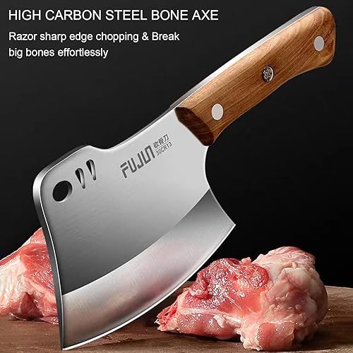 Miniatura 2 de Cuchillo Cuchilla de Carnicero para Cortar Carne y Hueso Hecho a Mano, Hachas de Carnicero de Servicio Pesado, Cortador de Huesos Forjado a Mano,