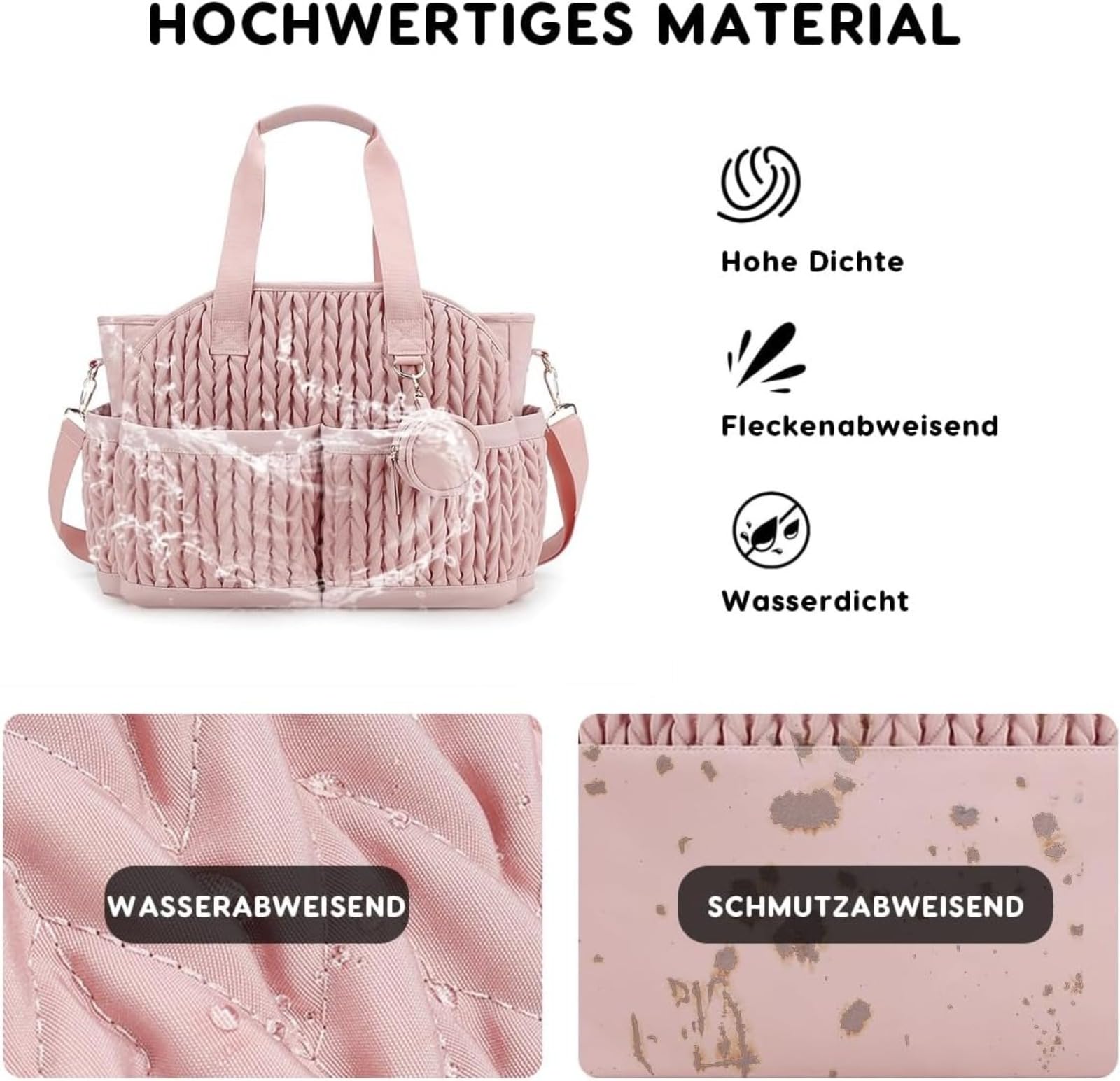 Elegante bolsa de pañales para bebé con múltiples compartimentos, bolsa de pañales de viaje impermeable, bolso portátil con correa para el hombro y compartimento para chupetes.