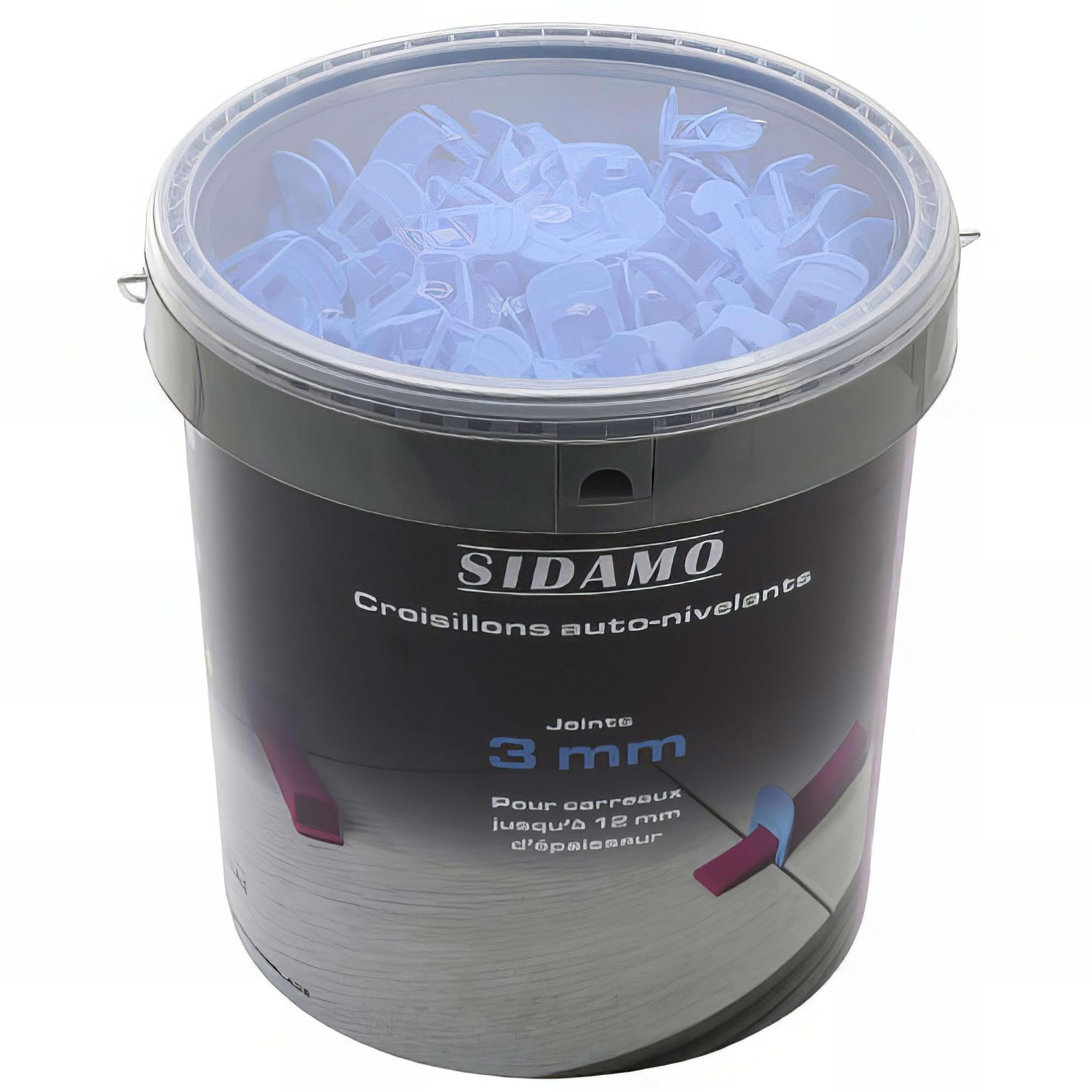 Seau de 1000 croisillons 3 mm auto-nivelants de 3 à 12 mm
