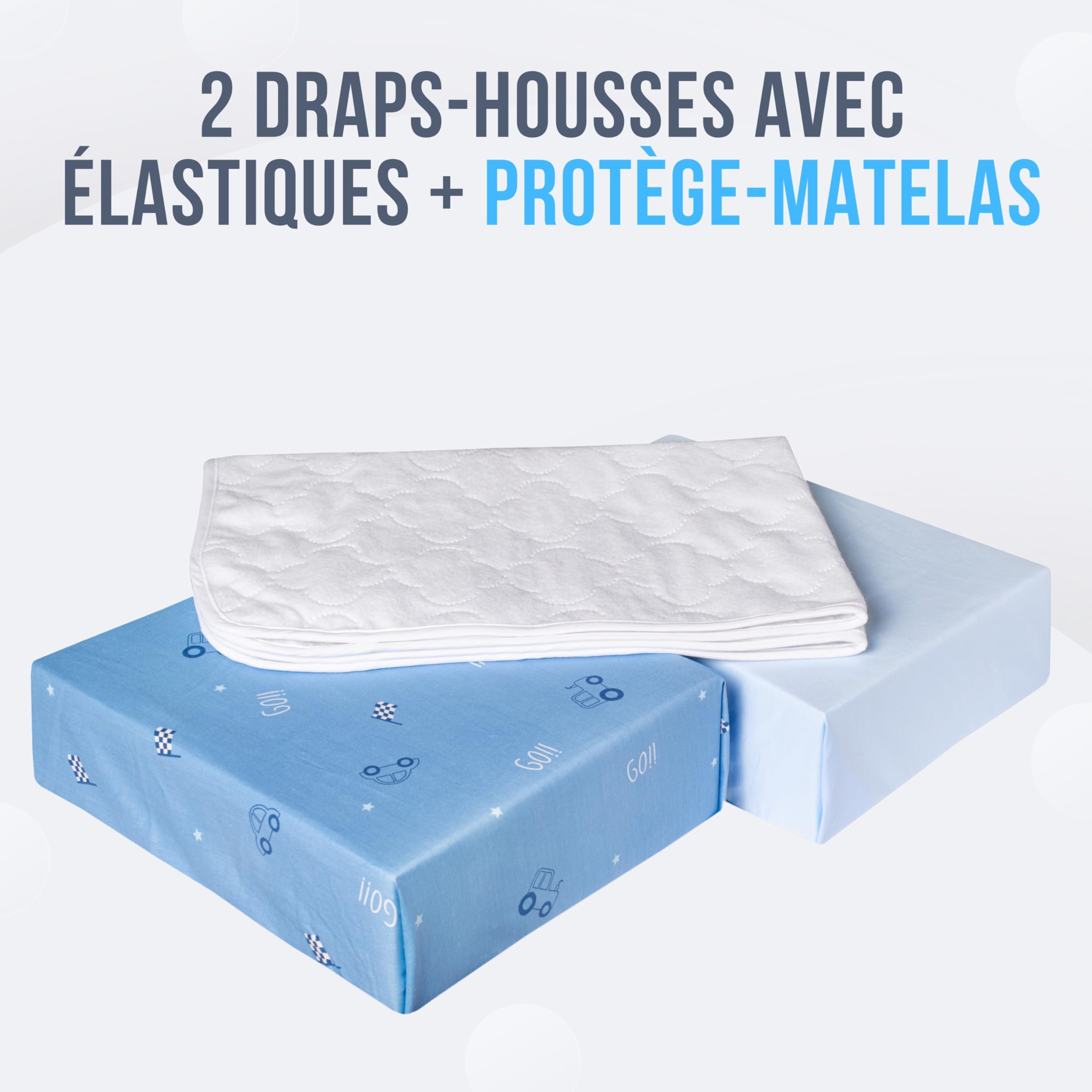 Goysila Drap Housse Cododo Bébé Lot De 2 Pièces 100% Coton Oeko-Tex 1 Alèse Protège Matelas Respirante Compatible Berceau Chicco Next2me Dream Magic Kinderkraft Uno Safety 1st Lullago Matelas 50x83 cm