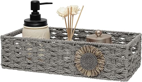 Miniatura 8 de DUOER Cesta de papel higiénico para decoración de baño, cesta para organizar bandeja de baño para mostrador, cesta de almacenamiento para