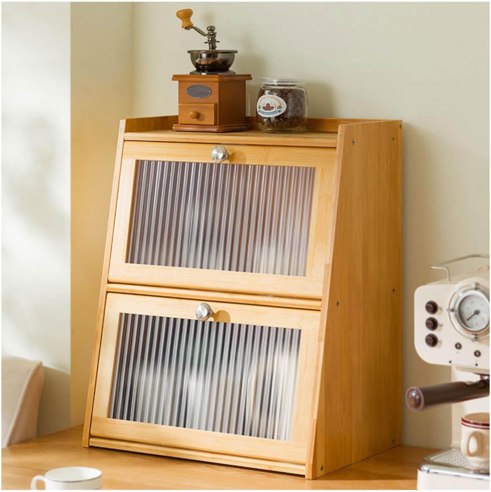 Contenedor de Almacenamiento de Madera, Organizador de Pan de Granja, Caja de Pan para encimera de Cocina, contenedor de Utensilios de encimera, gabinete de Almacenamiento de Cocina,2 Layer,A