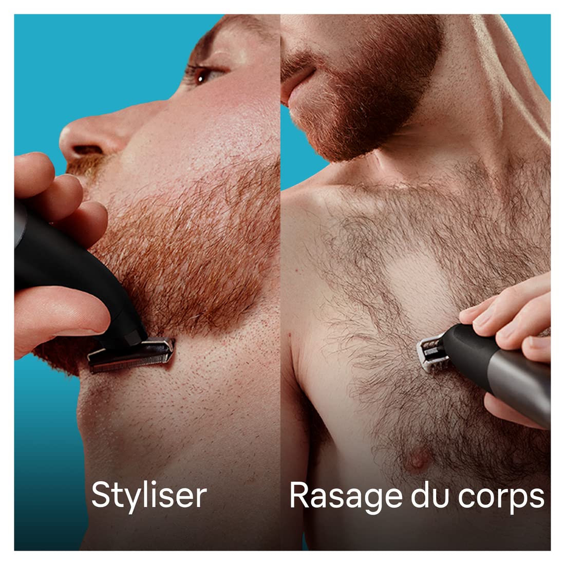 Braun Series X, Tondeuse hybride électrique pour hommes, visage et corps, avec 5 peignes, lame 4D innovante, + rasoir avec sabot bidirectionnel et tête flexible pour un rasage rapide