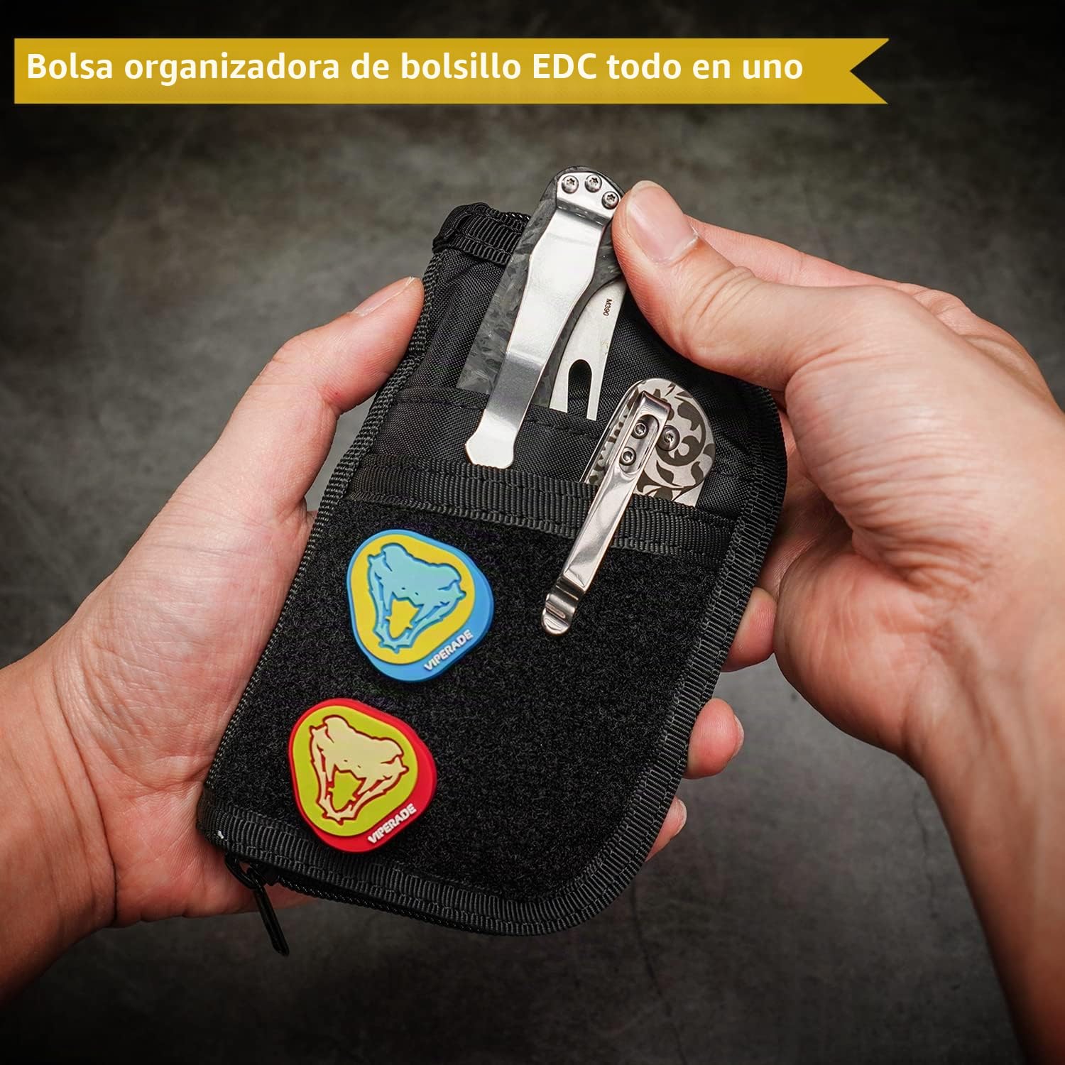 VIPERADE VE10 EDC Bolsa organizadora multiherramienta multifunción de nailon duradero, bolsa de bolsillo para herramientas, funda para cuchillo para soporte de linterna