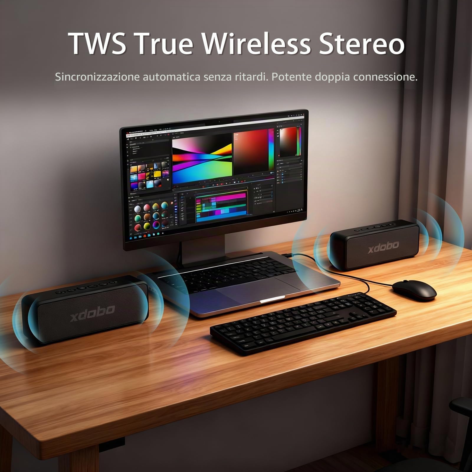 xdobo Altoparlante Bluetooth X5, altoparlante portatile wireless da 30 W, impermeabile IPX6, accoppiamento TWS, tempo di riproduzione 8H, ricarica di tipo C - Nero