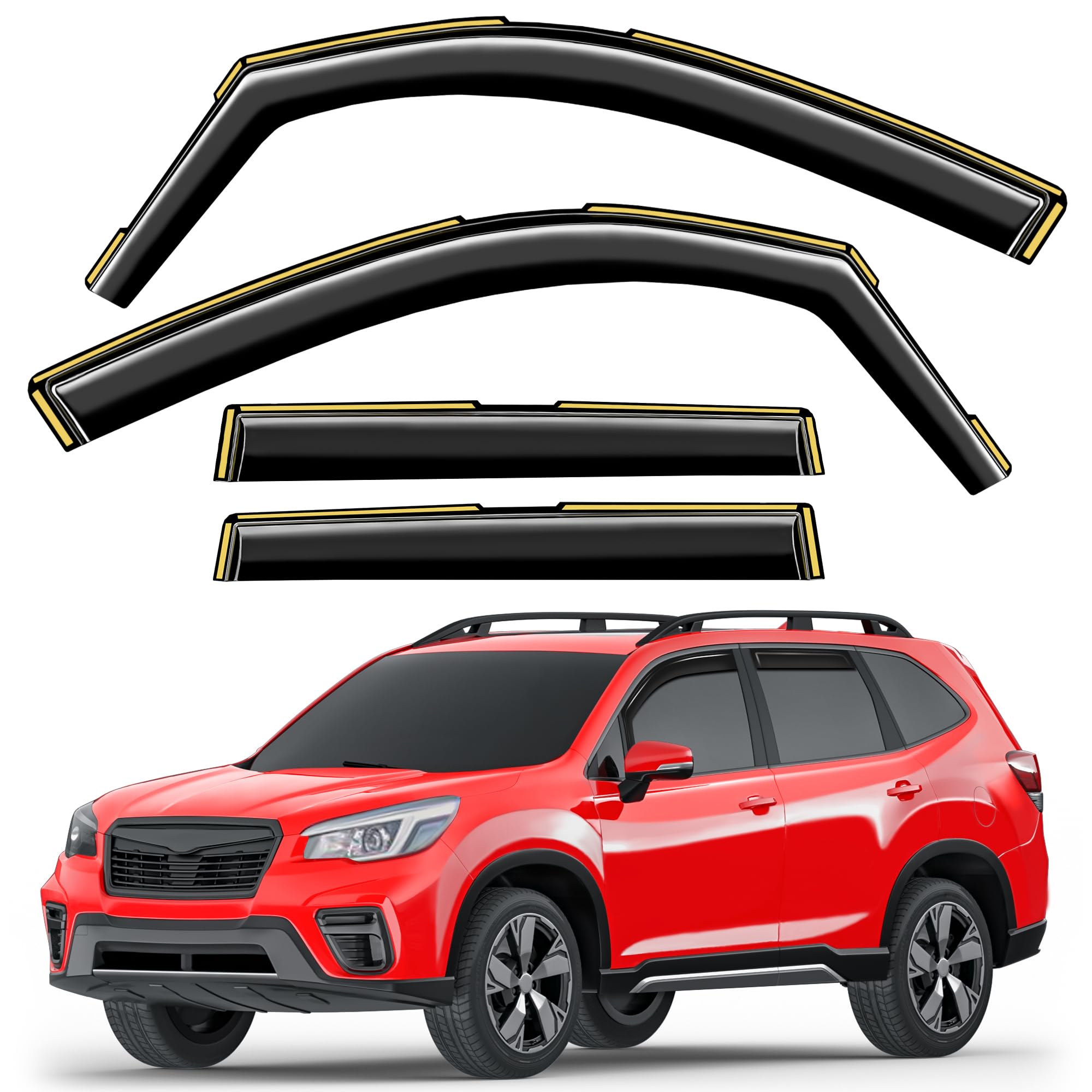 in-Channel Window Rain Guards Fit for Subaru Forester 2019 2020 2021 2022 2023 2024 Extra Durable Window Visors Window Deflectors Vent Visors Vent Shades Car Accessories-4 pcs 2-Q17