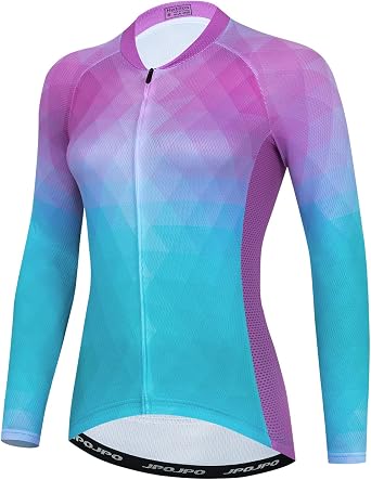 JPOJPO Cycling Jersey Womens Long Sleeve Tops Bike Shirts Bicycle Sport Jacket with 3-Pockets