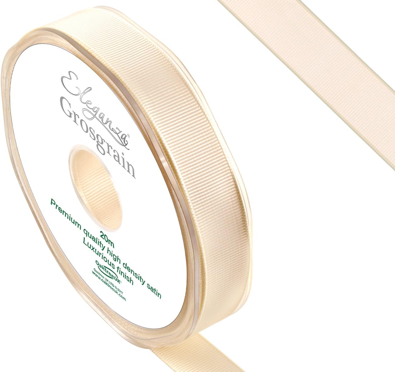 ELEGANZA Premium Quality Grosgrain Ribbon, Satin, Ivory, 11 x 11 x 2 cm
