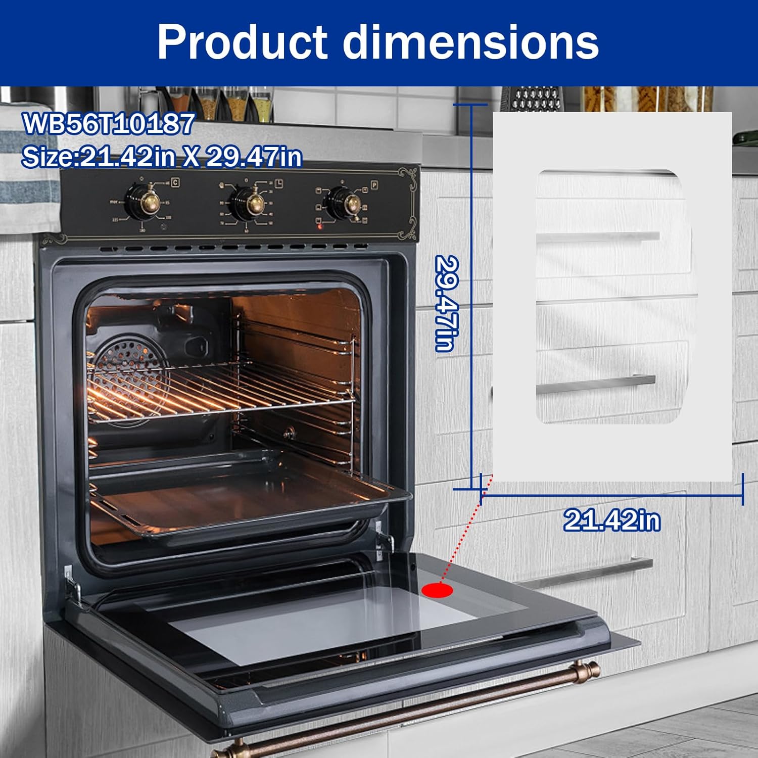 2026 New Upgraded WB56T10187 Outer Oven Door Glass Compatible with GE Stove Exterior Door Glass,Replacement for JBS55DM JBP35DK PS1016178, EAP1016178(29.47" x 21.42")