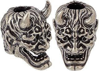 DICOSMETIC 2Pcs Skull Lanyard EDC Paracord Beads | Brass,Antique Silver,5.5Mm Large Hole,For Keychain,Bracelet