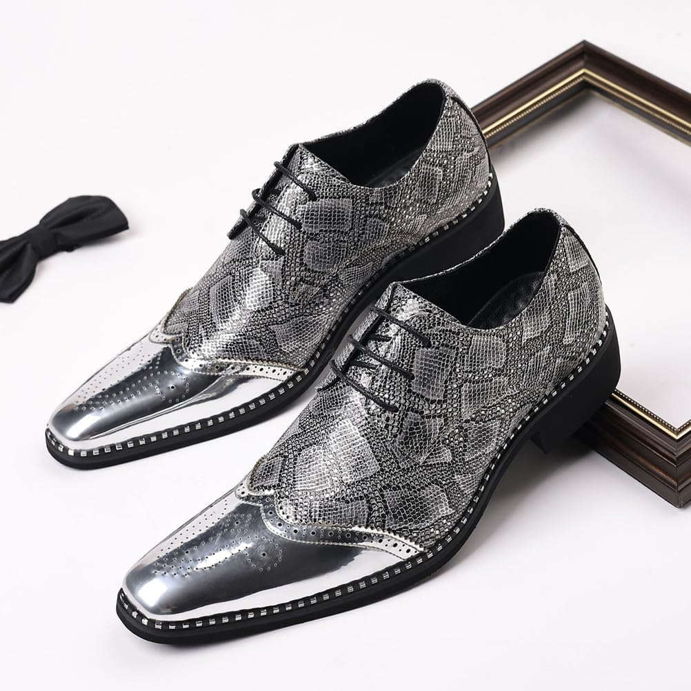 Men's Dress Shoes Wingtip PU Leather Oxfords with Brogue Formal Business Wedding Derby Shoes - Image 5