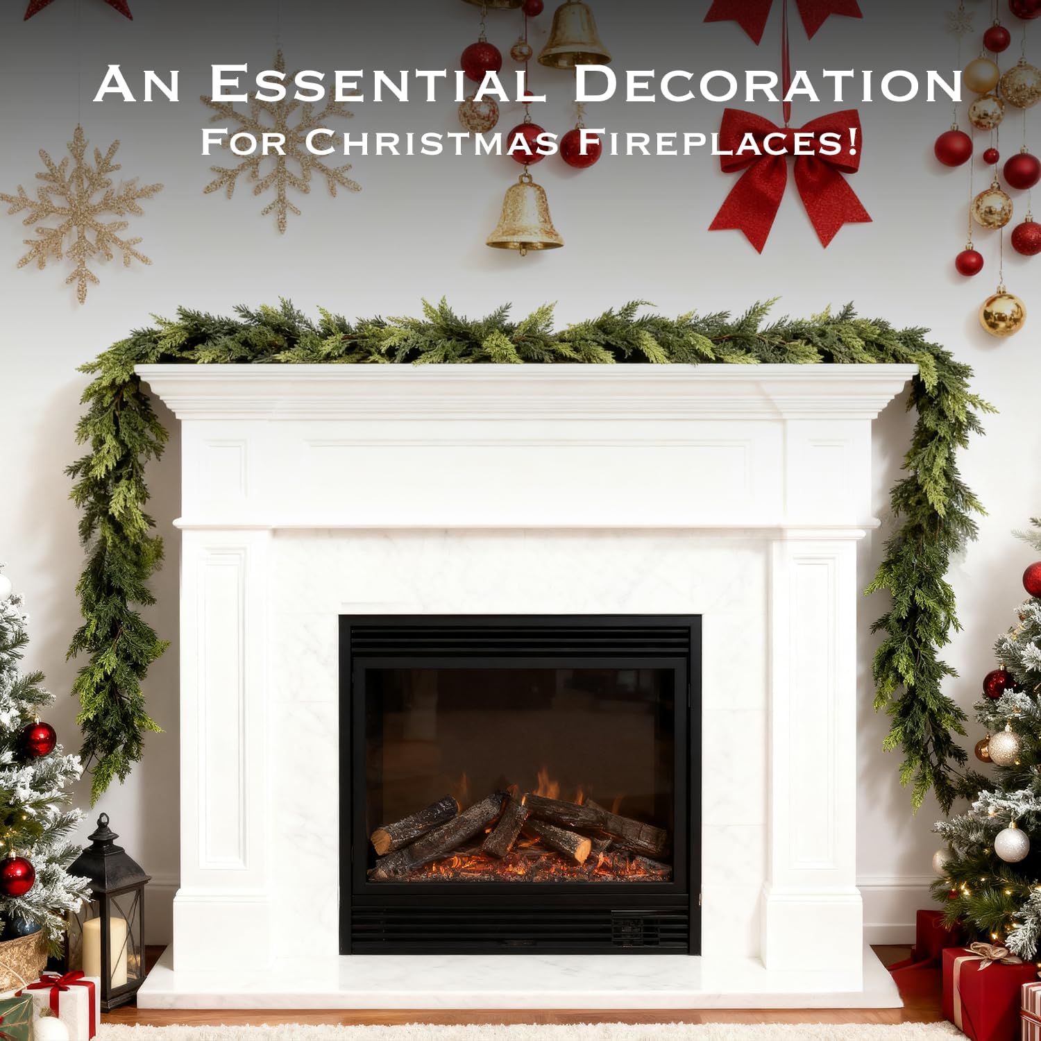 9ft Christmas Cedar Garland Artificial Realistic, Real Touch Greenery Garlands for Decoration, 2025 New Pine Garland for Mantle Table Fireplace Stairs Outdoor Indoor Christmas Decorations - Image 7