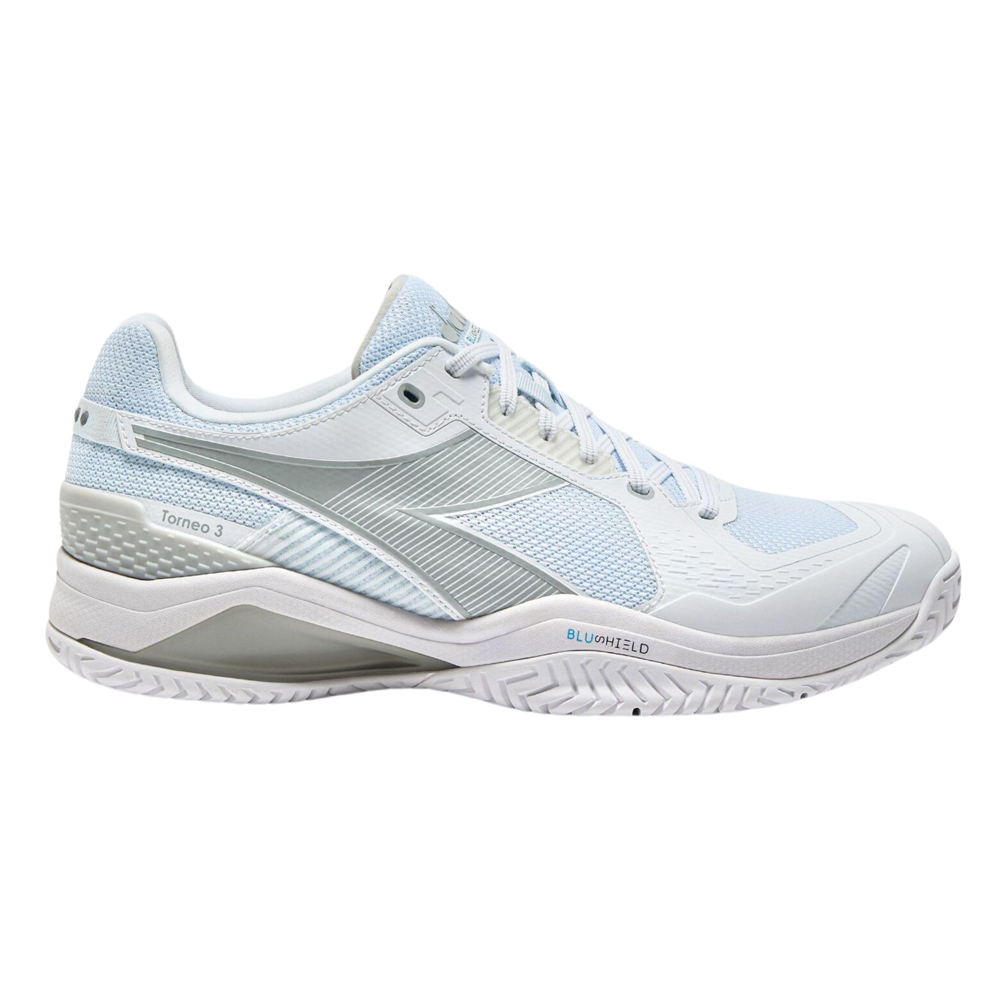 Diadora Men's Blushield Torneo 3 All Ground Tennis Shoe (White/Silver, 13)