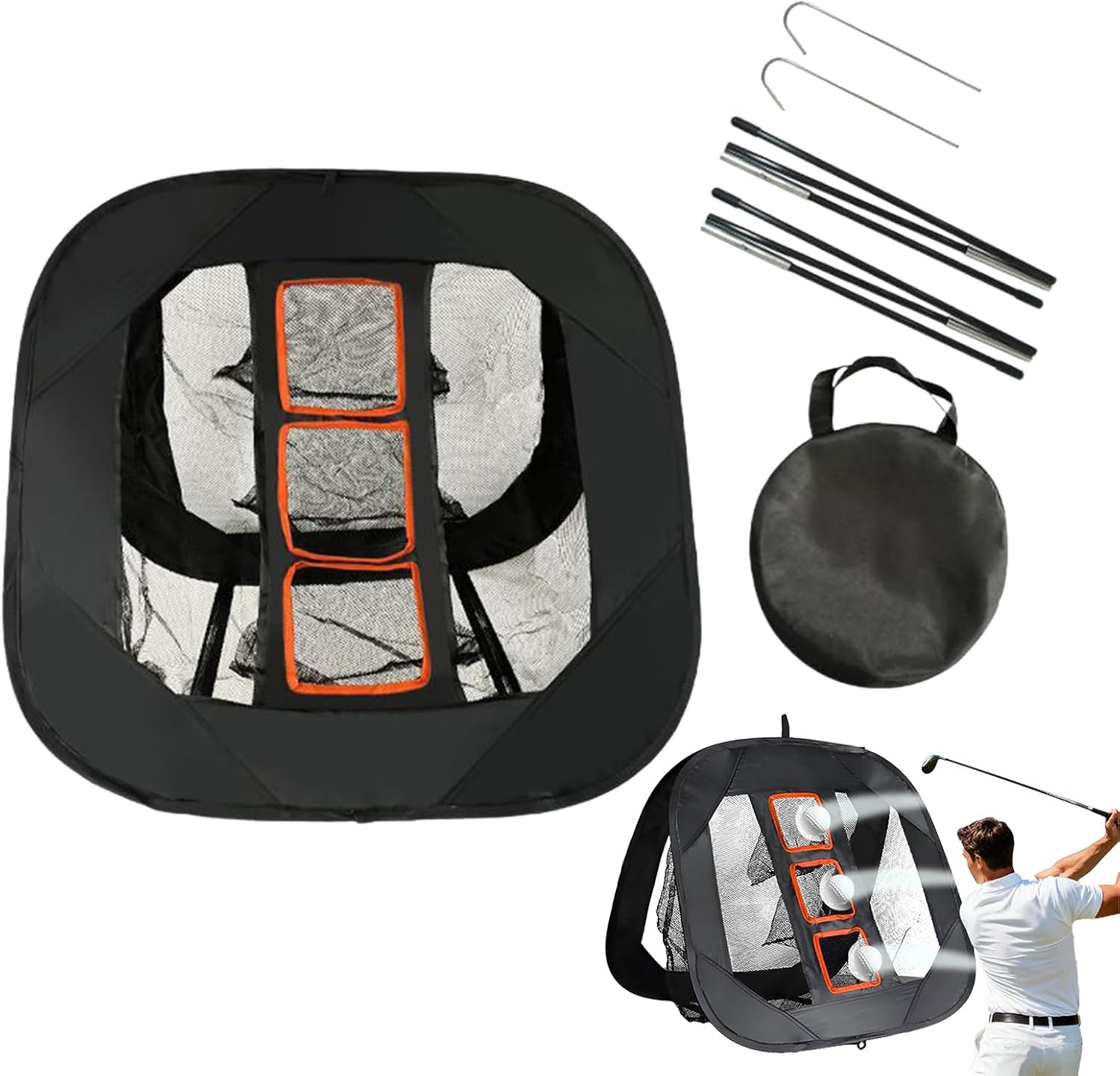 Chipping Net – Foldable Golf Swing Practice Net for Hitting Training, Ideal for Beginners, Amateur Golfers, Enthusiasts, School Teams, Retirees, Men, Vacation, Driving Range, and Garden Use