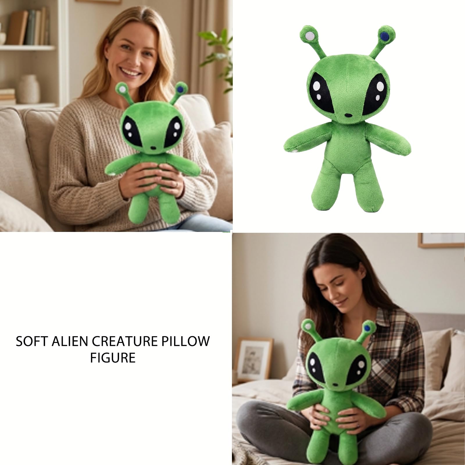 Alien Plush, Green Space Alien Plush Doll, Extraterrestrial Soft Toy, Soft Alien Creature Pillow Figure, Cute Plushies for Boys and Girls, for Bedroom Decor and Imaginative Play — view 6