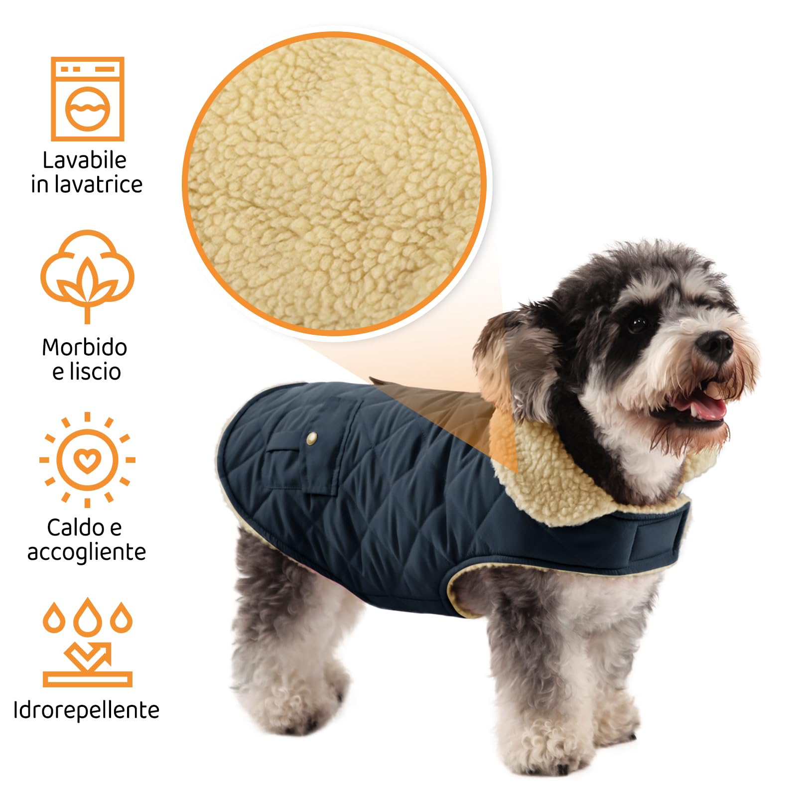 Queenmore Cappottino Cane Taglia Piccola Cappotto Cane Caldo Cappotto Impermeabile Per Cani Giubbotto Invernale Pile Vestiti Per Cani Bassotto Bulldog Francese Chihuahua, Blu, S