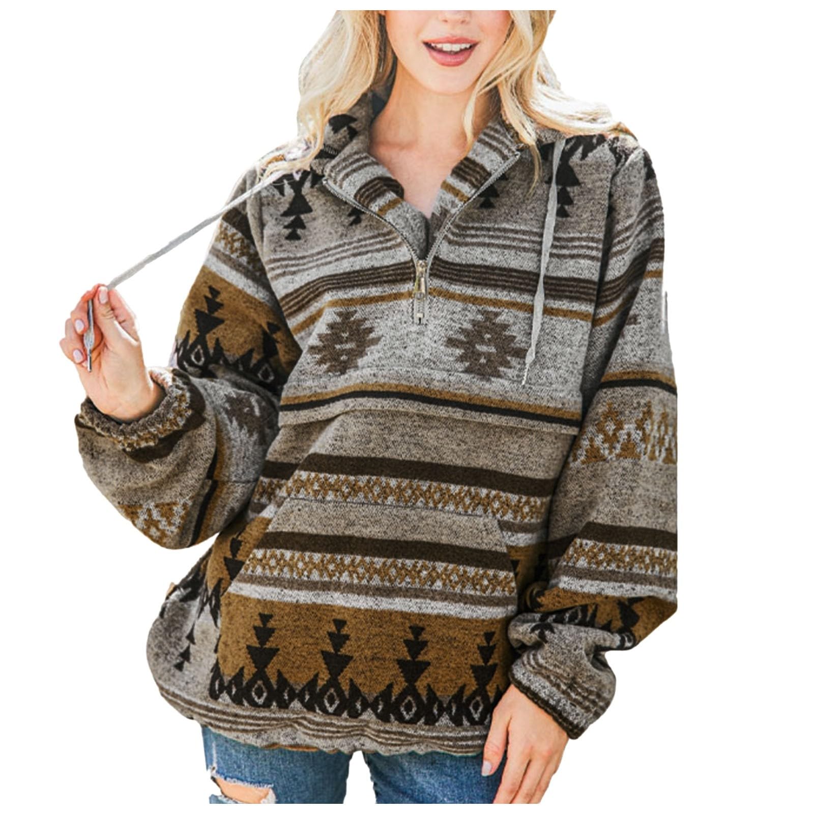 Générique Sweat À Capuche Femme Oversize Zippé Sweatshirt Manches Longues Rétro Veste De Sport Élégant Chic Coton Y2K Outerwear Poche Automne Casual Hiver Hoodies A22