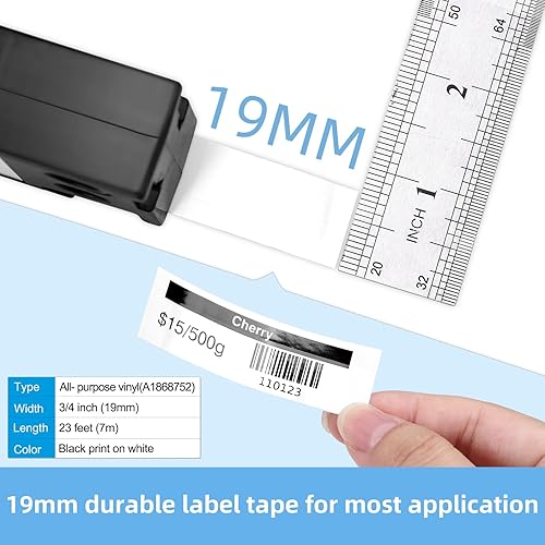 Miniatura 4 de Label KINGDOM XTL Etiquetas compatibles con DYMO XTL 1868752 Etiquetas de vinilo multiusos de 34 pulgadas de 0.748 in, negro sobre blanco para