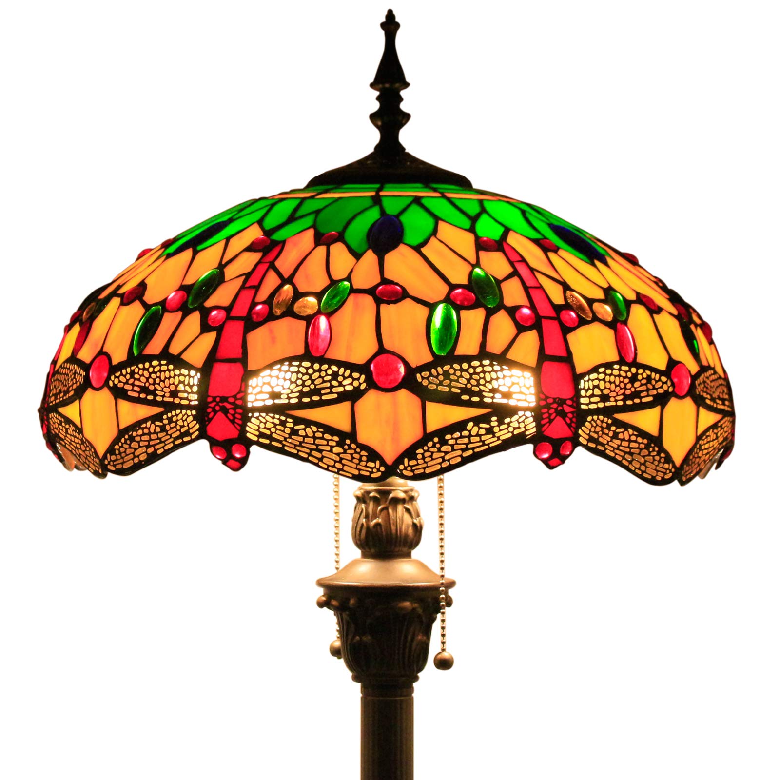Buy WERFACTORY Tiffany Floor Lamp Green Yellow Stained Glass Dragonfly