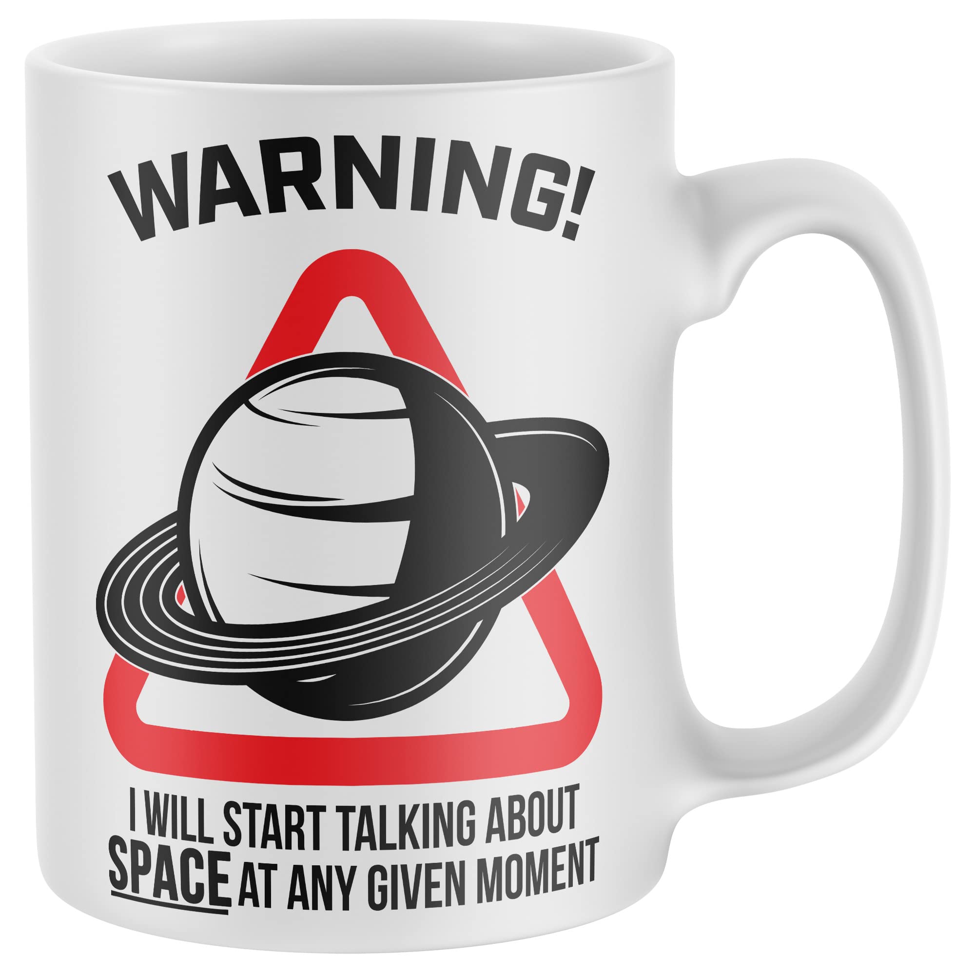 Purple Print House Warning Will Talk About Space Mug, Funny Coffee Cup, Science Gifts for Him, Solar System Birthday Present Ideas For Dad or Son, One Size, White