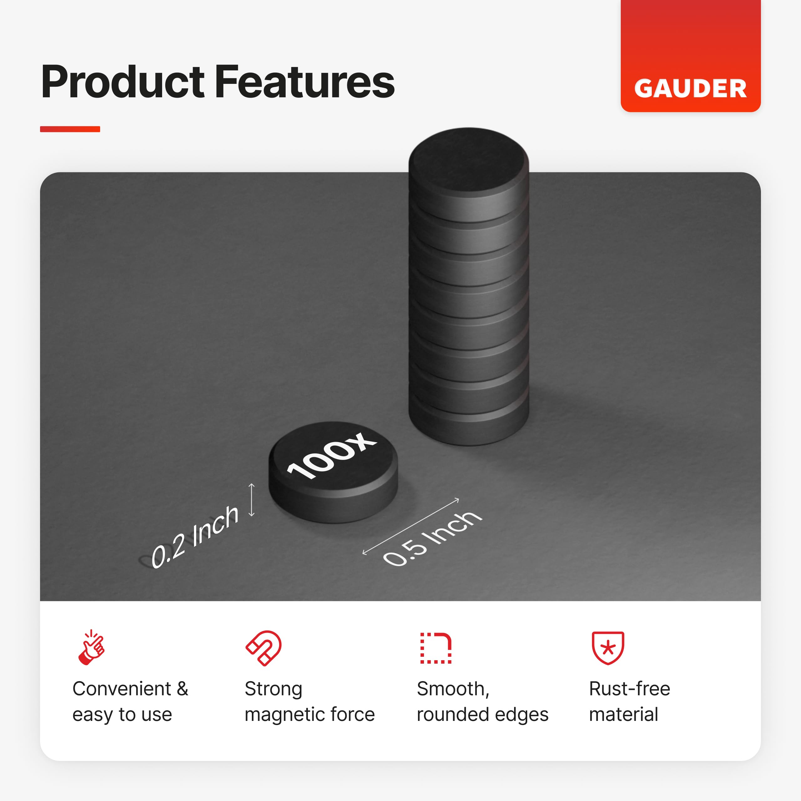 GAUDER Black Magnets for Crafts (0.5