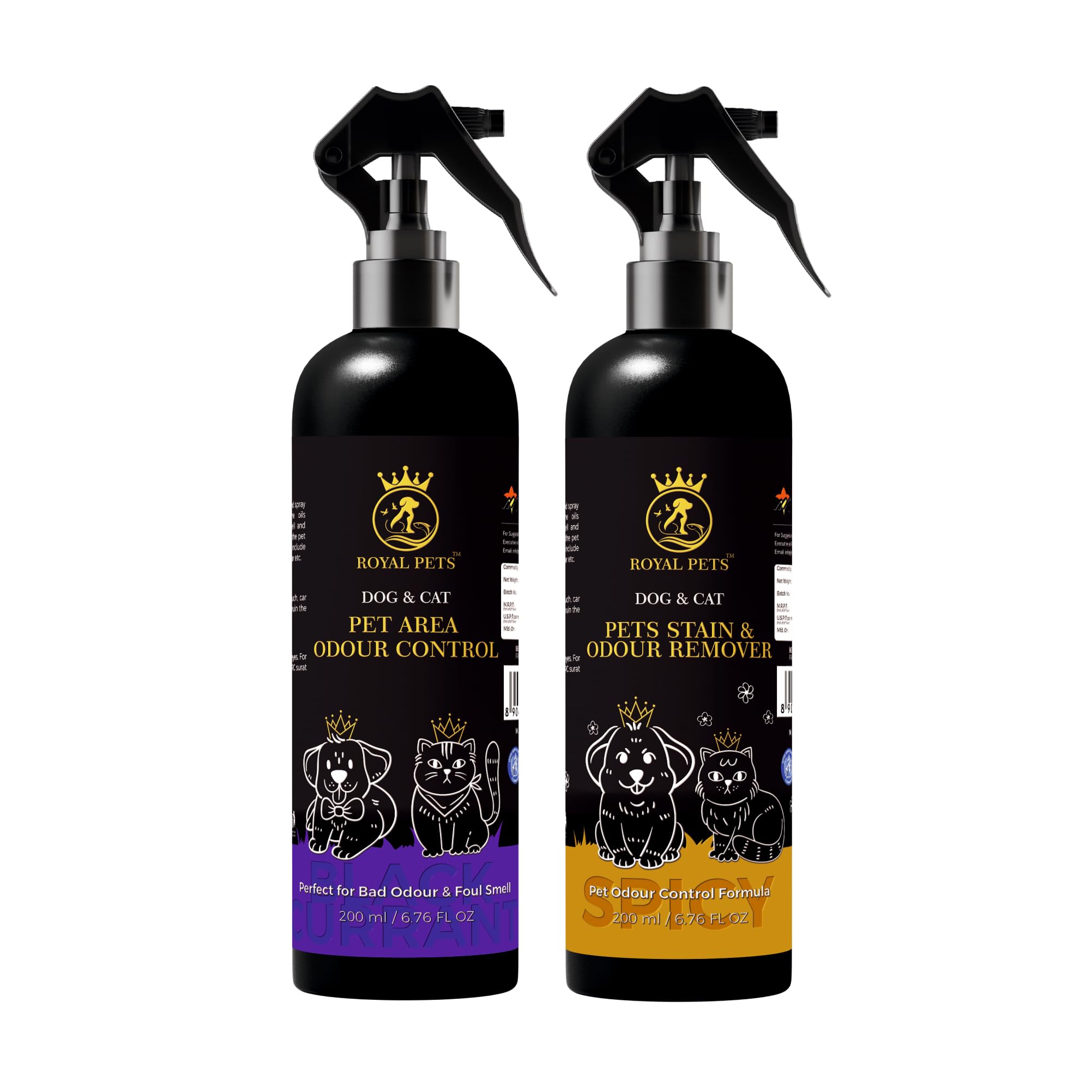 Royal Pets Area Odour Control Spray with Stain and Odour Remover for Dog and Cat | Urine and Bad Smell Remover | Pet Area Cleaner and Freshener | Removes Tough Stain | Each of 200ml