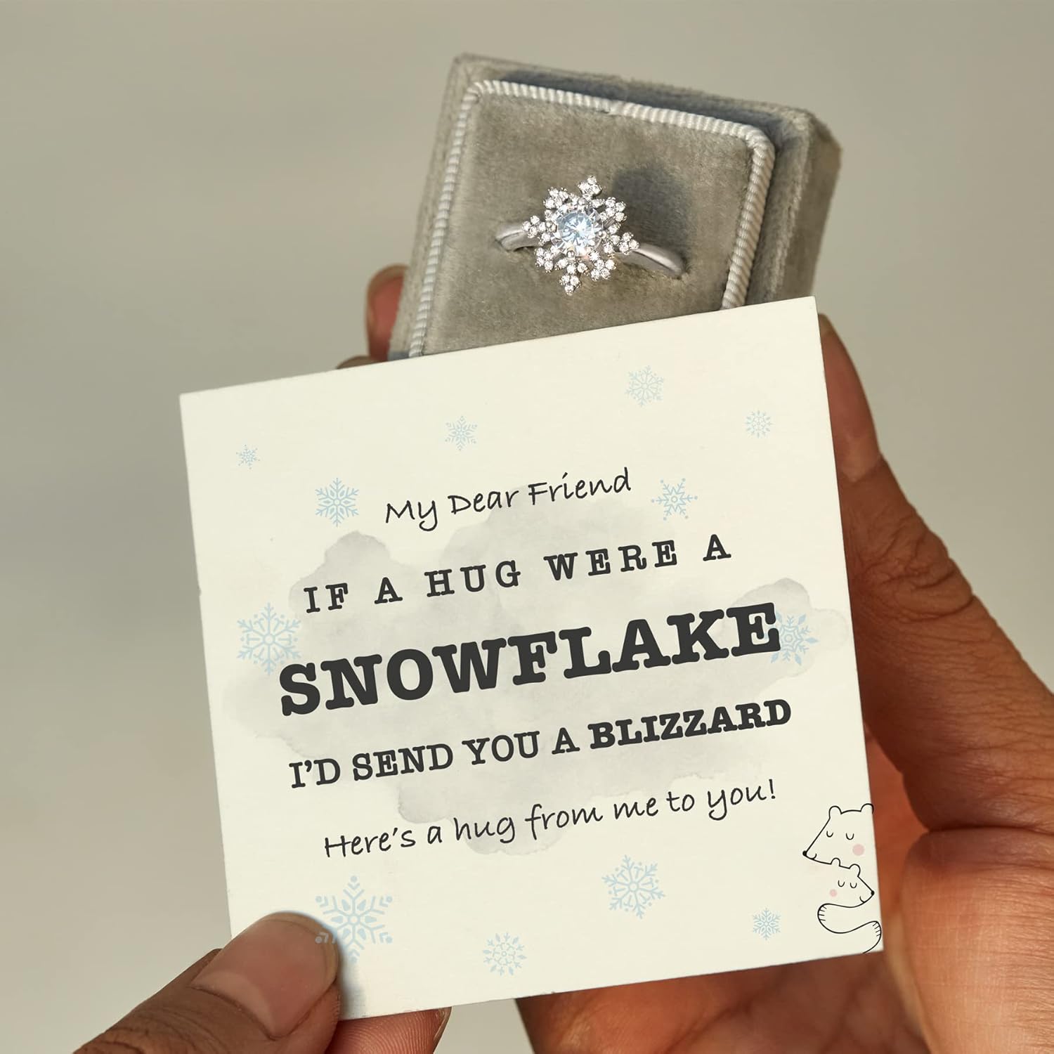 STORYJEWELLERY Friendship Rings, Friend Christmas Gifts for Women, Friend Birthday Gifts, Snowflake Ring, Xmas Present - Image 4