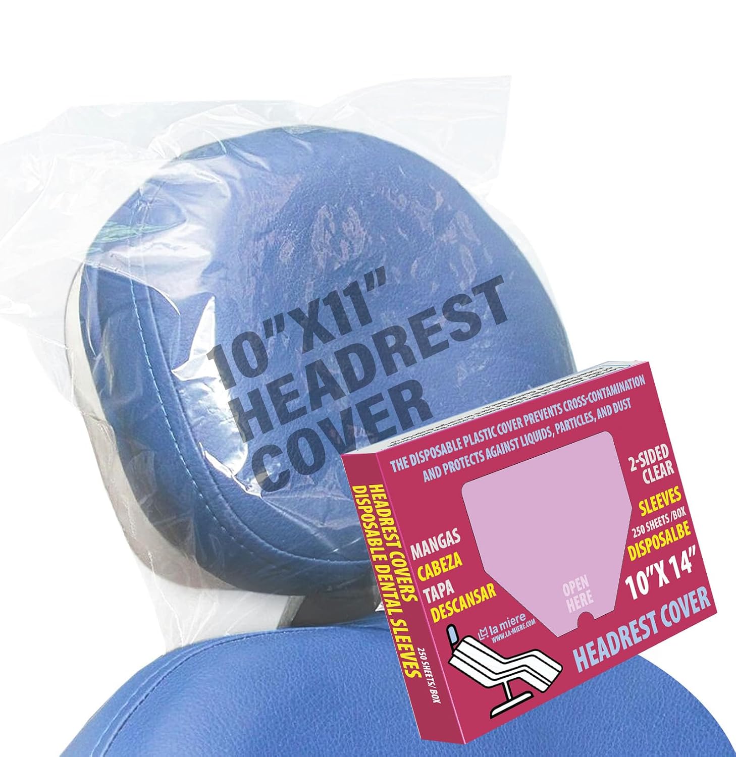 LA MIERE 250P Disposable Dental Headrest Covers & Chair Sleeves Waterproof Cover, Dental Chair Clear 10'' x 11"