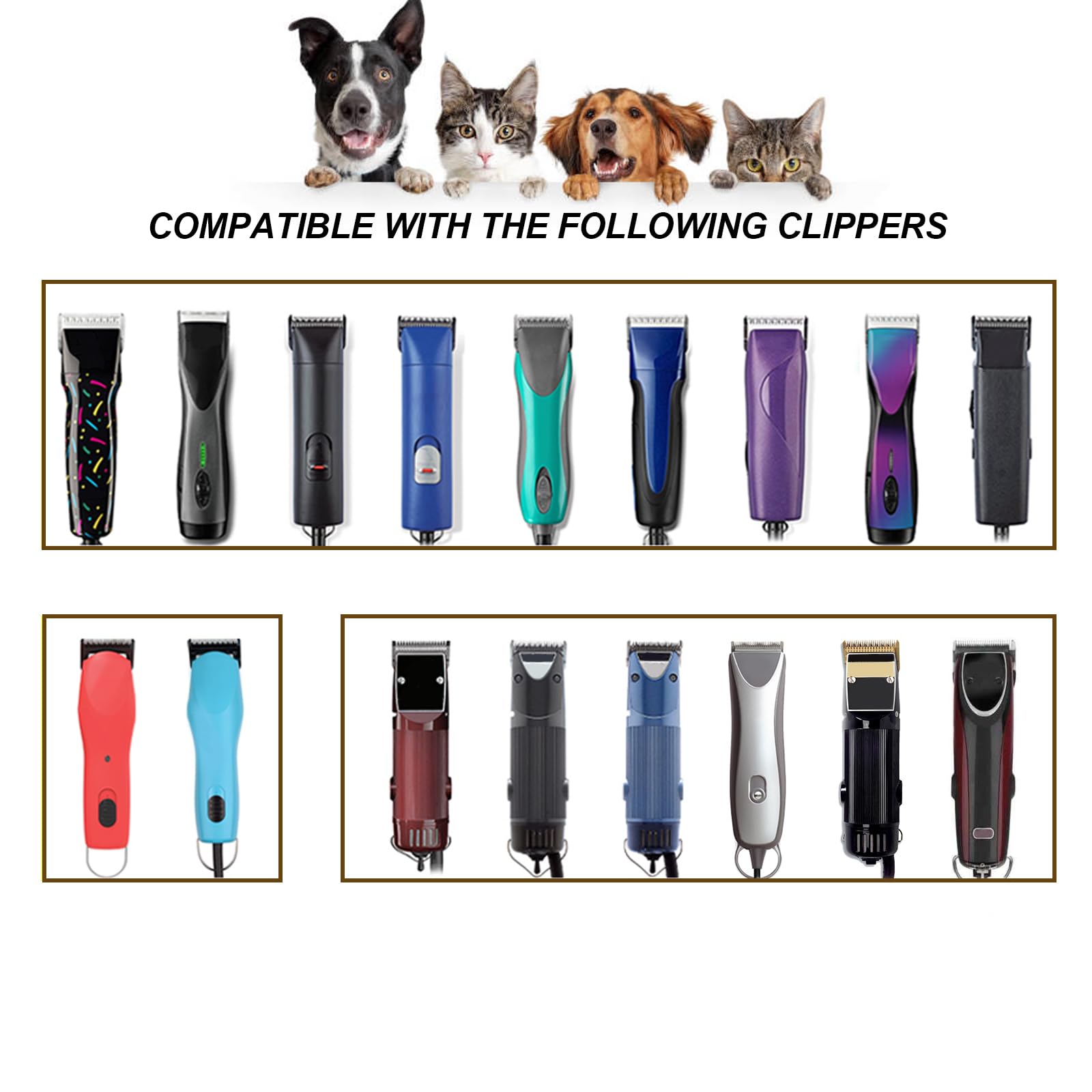 5 cuchillas de dientes desmontables, hoja de acero para aseo de perros compatible con cortadoras Andis, Oster A5, Wahl KM10, longitud de corte de 6,4 mm