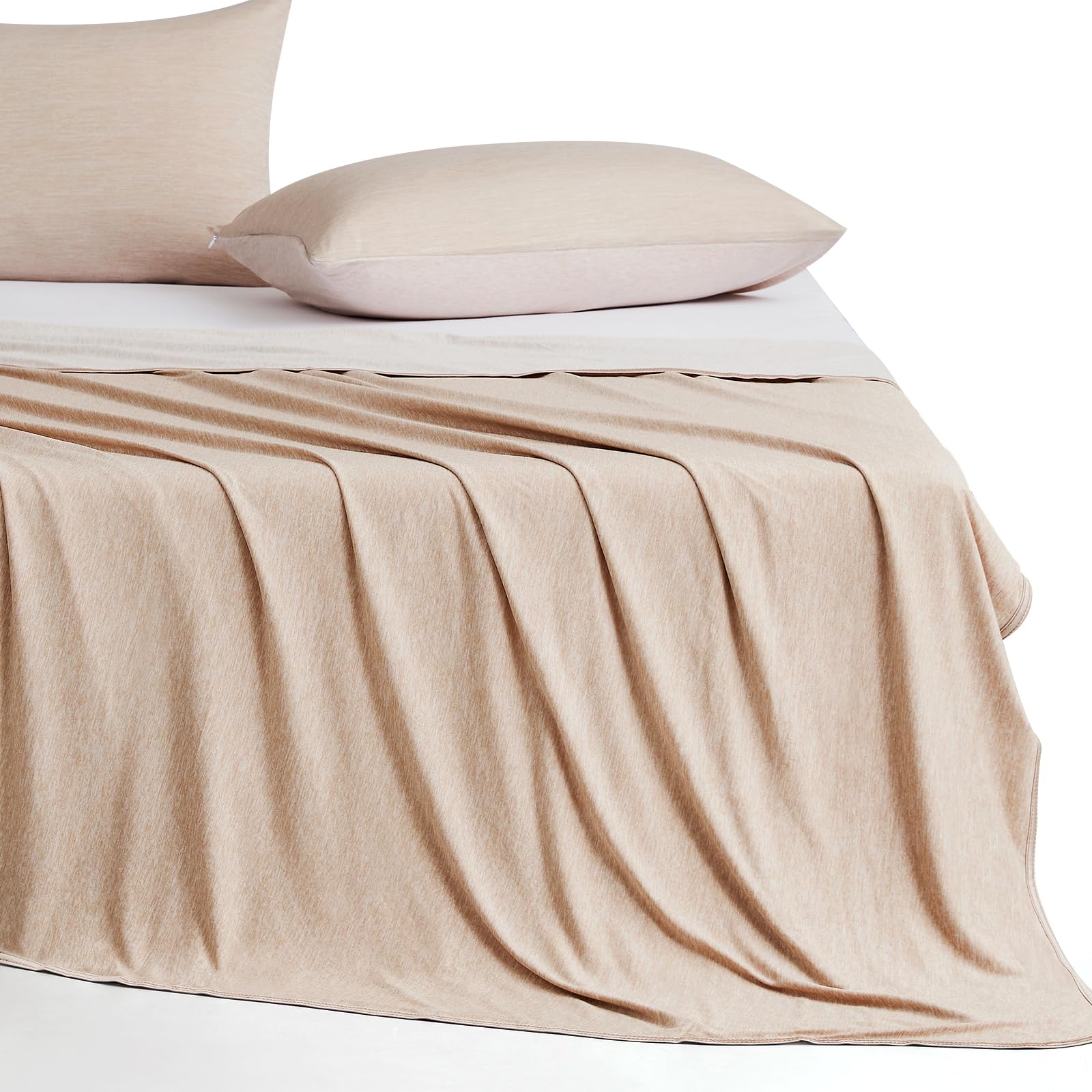 Elegear Cooling Blanket for Night Sweats, Q-Max 0.5 Arc-Chill Summer Cool Fiber Throw for Bed Sofa Chair Travel Adult Kids, Comfort, Lightweight, Double/Super King Size, 200x220cm, Beige