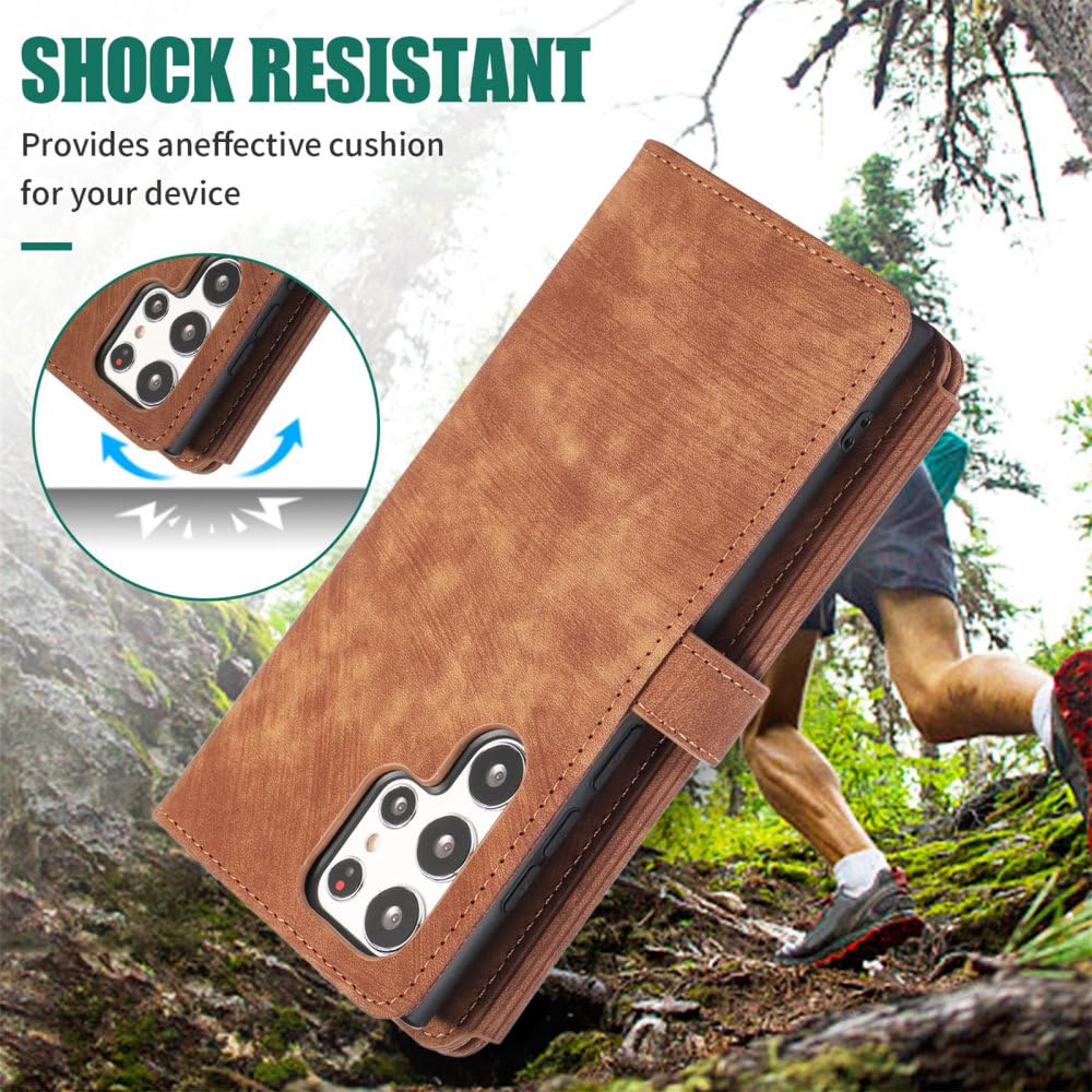 Funda para teléfono con Billetera Cruzada para Samsung Galaxy S23 FE S22 Plus Note 20 Ultra A14 A34 A54 A33 A53 5G Tarjetero Cordón de Cuero, marrón, Galaxy A33 5G