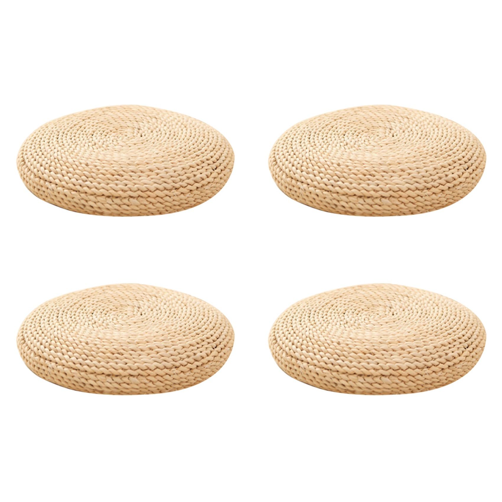 Coussin de tissage fait à la main pour pouf rond | Douceur naturelle en soie x4