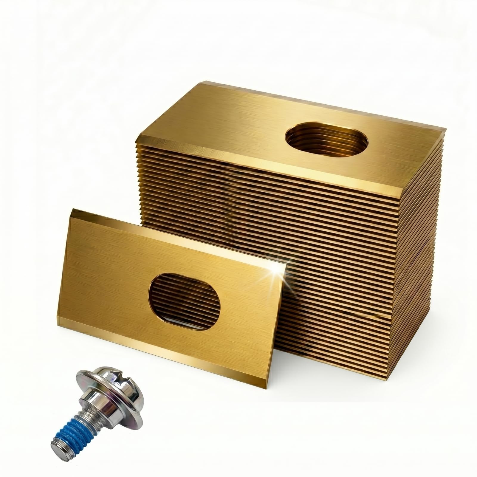 36x Lame di ricambio per robot tagliaerba Mova (600, 1000, LiDAX Ultra, NAVAX AWD) – Lame in acciaio inox rivestite in titanio da 0,9 mm con viti – Scatola di conservazione