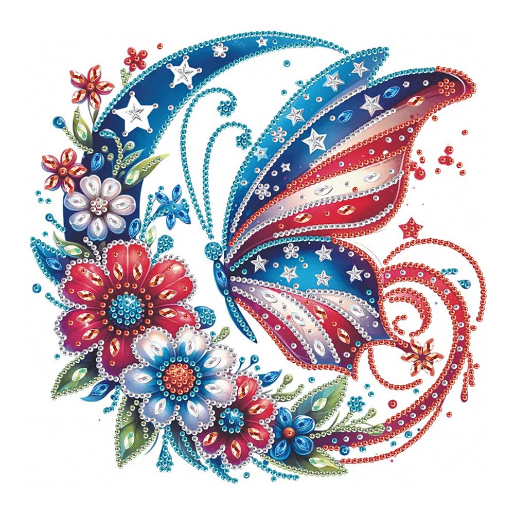 hill froeistung Special Shape Butterfly Diamond Art Painting Kits for Adults,Flower Diamond Art for Beginners,Flag Diamond Art Kits for Home Decor12×