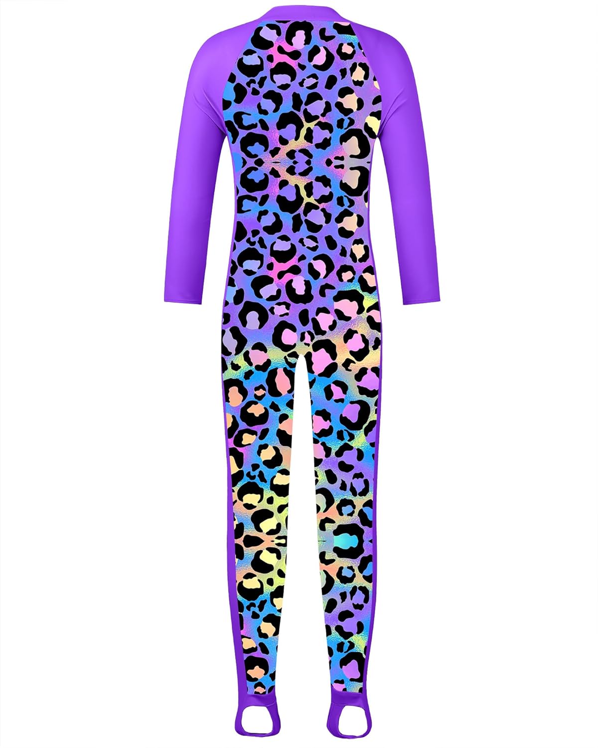 TFJH E 1PCS Girls Long Sleeve Swimsuit UPF 50+ Rashguard Zipper Footed