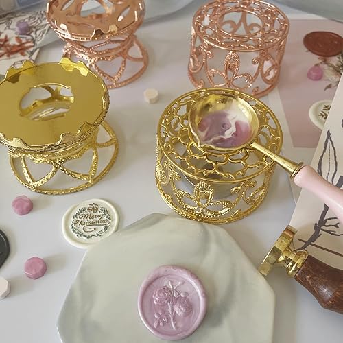 Miniatura 8 de Kit de sellado de cera de metal con cuchara y barra de agitación, kit de sellos de cera para derretir varillas de cera o cuentas de cera para boda,