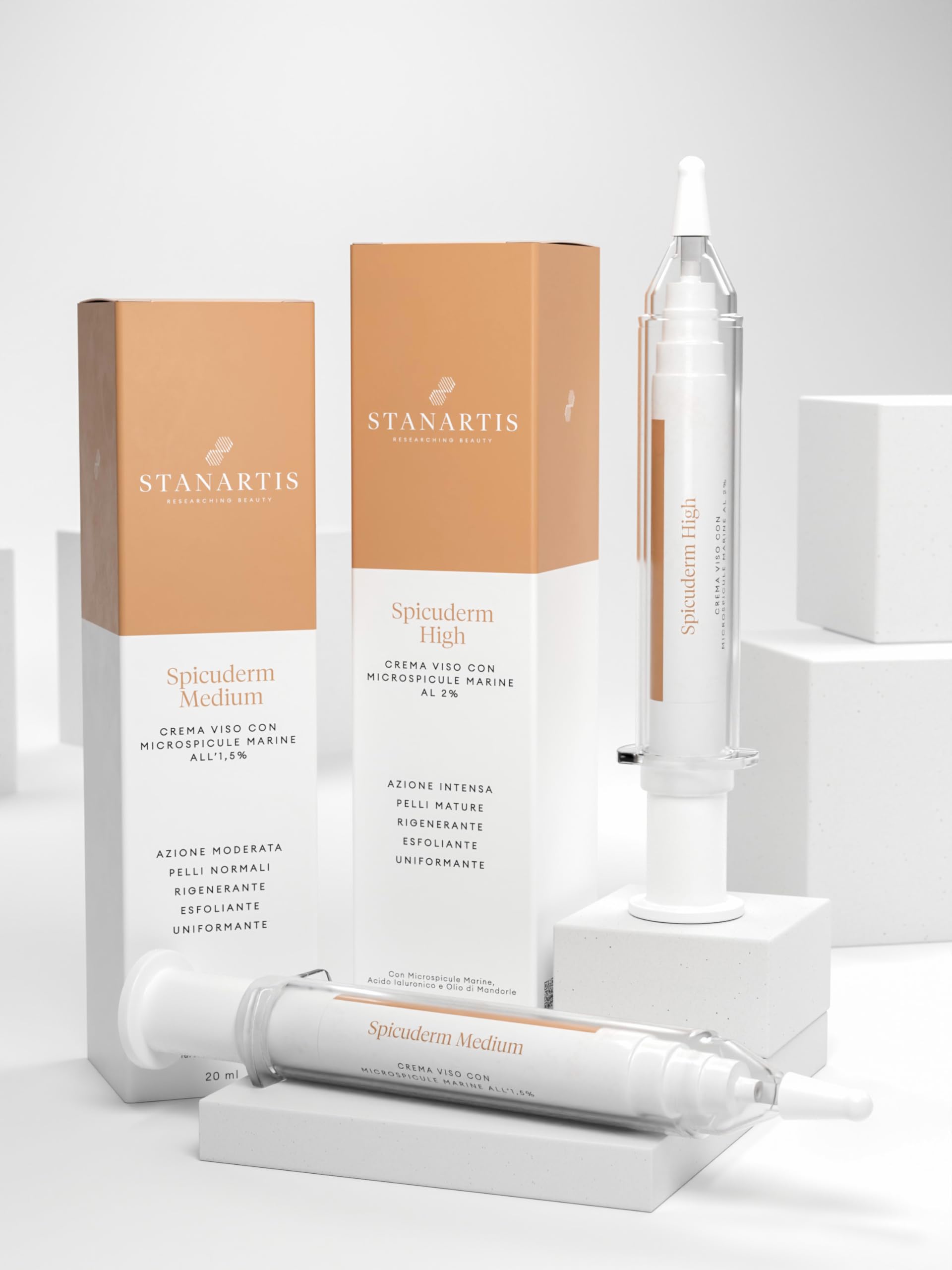 Stanartis Crema Viso Rigenerante Spicuderm High – Trattamento Intensivo con 2% di Micro-Spicule Marine e Acido Ialuronico, Effetto Rinnovante Antirughe 20 ml - Uso 3 volte a Settimana