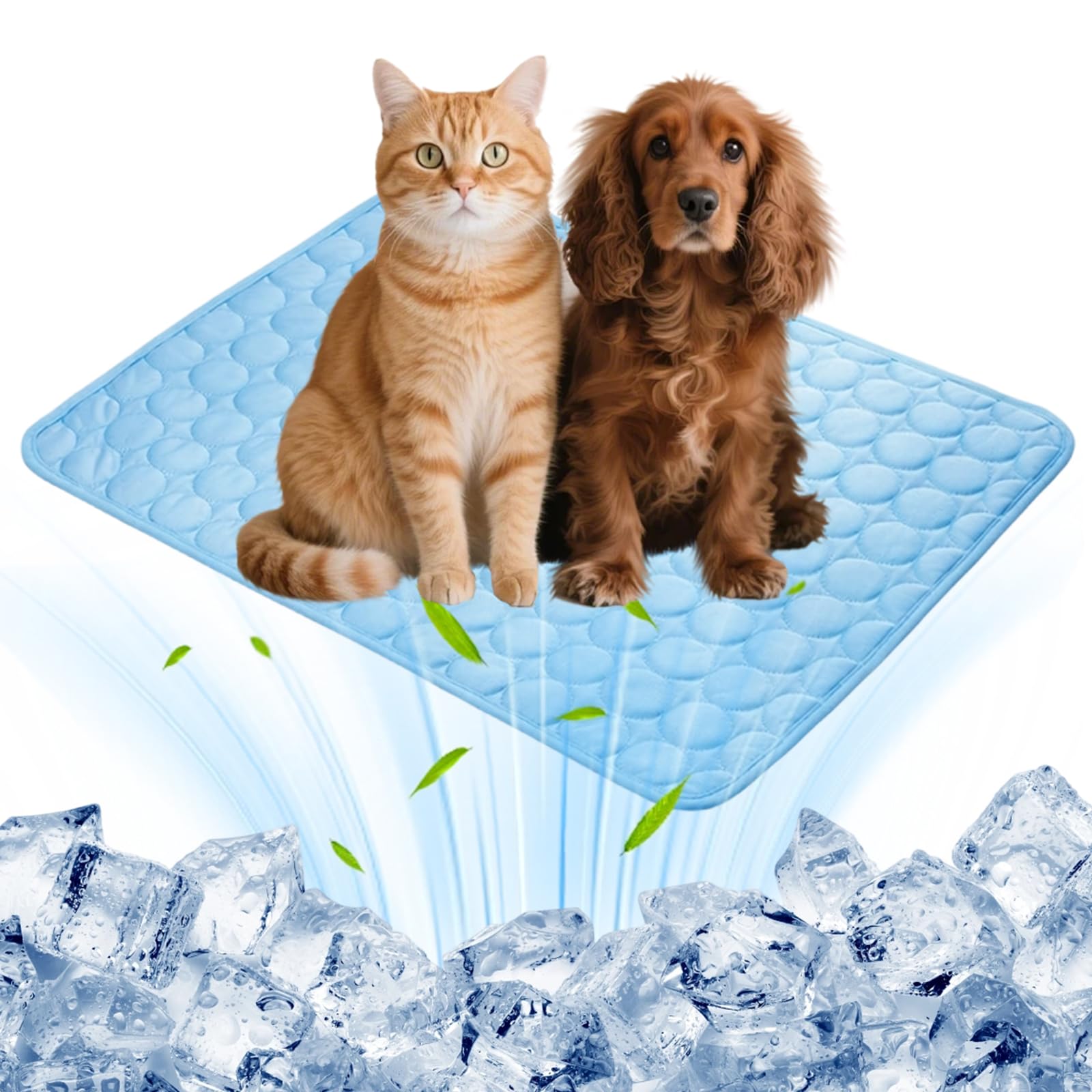 Dog Cooling Mat, Cooling Mat for Dogs, Cooling Dog Bed, Cool Mat for Dogs, Deep Blue Fabric Pet Temperature Regulation Pad for Indoor Use and Car Travel, Multi-Purpose Personal Cooling Cushion for Hot