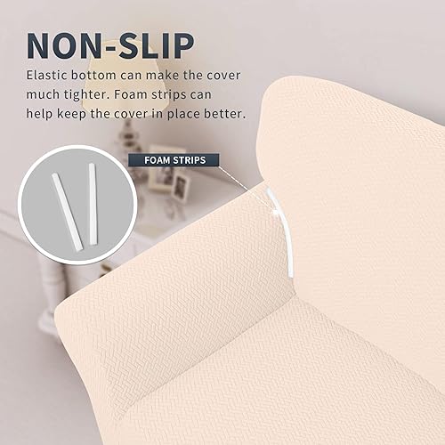 Miniatura 4 de Easy-Going Funda de sofá de jacquard elástico, suave y de 1 pieza, con espumas antideslizantes, protector de muebles lavable para niños, mascotas